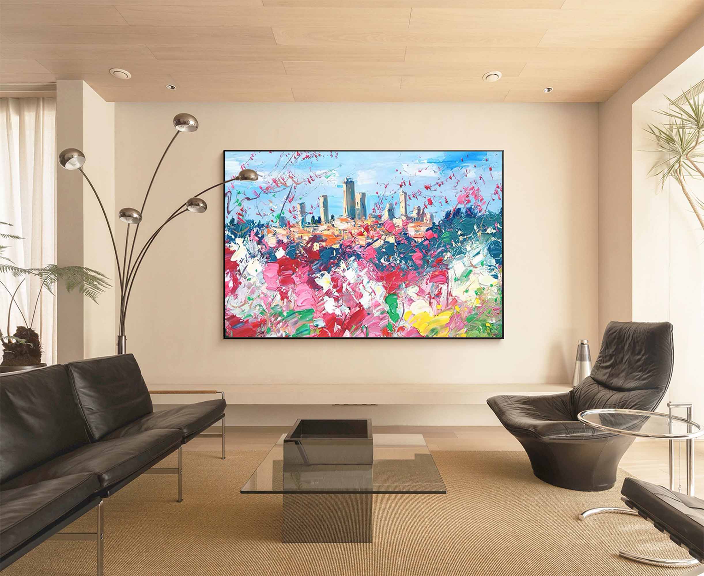 Wallart Colorful Landscape Palette Knife Art