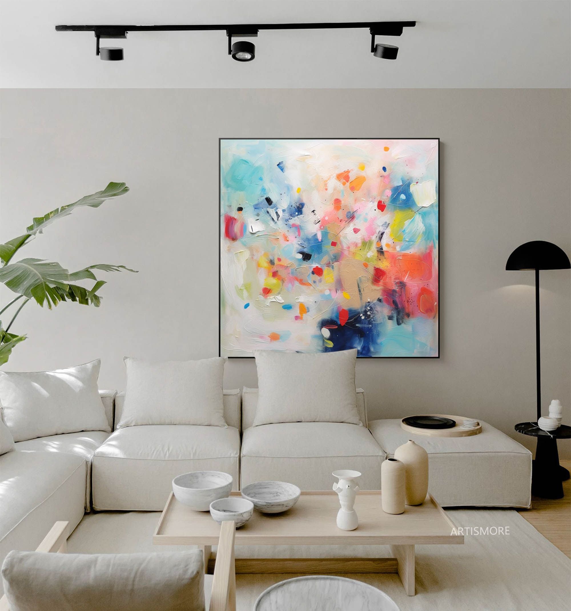 Wallart Abstract Color Burst Brushstroke Art
