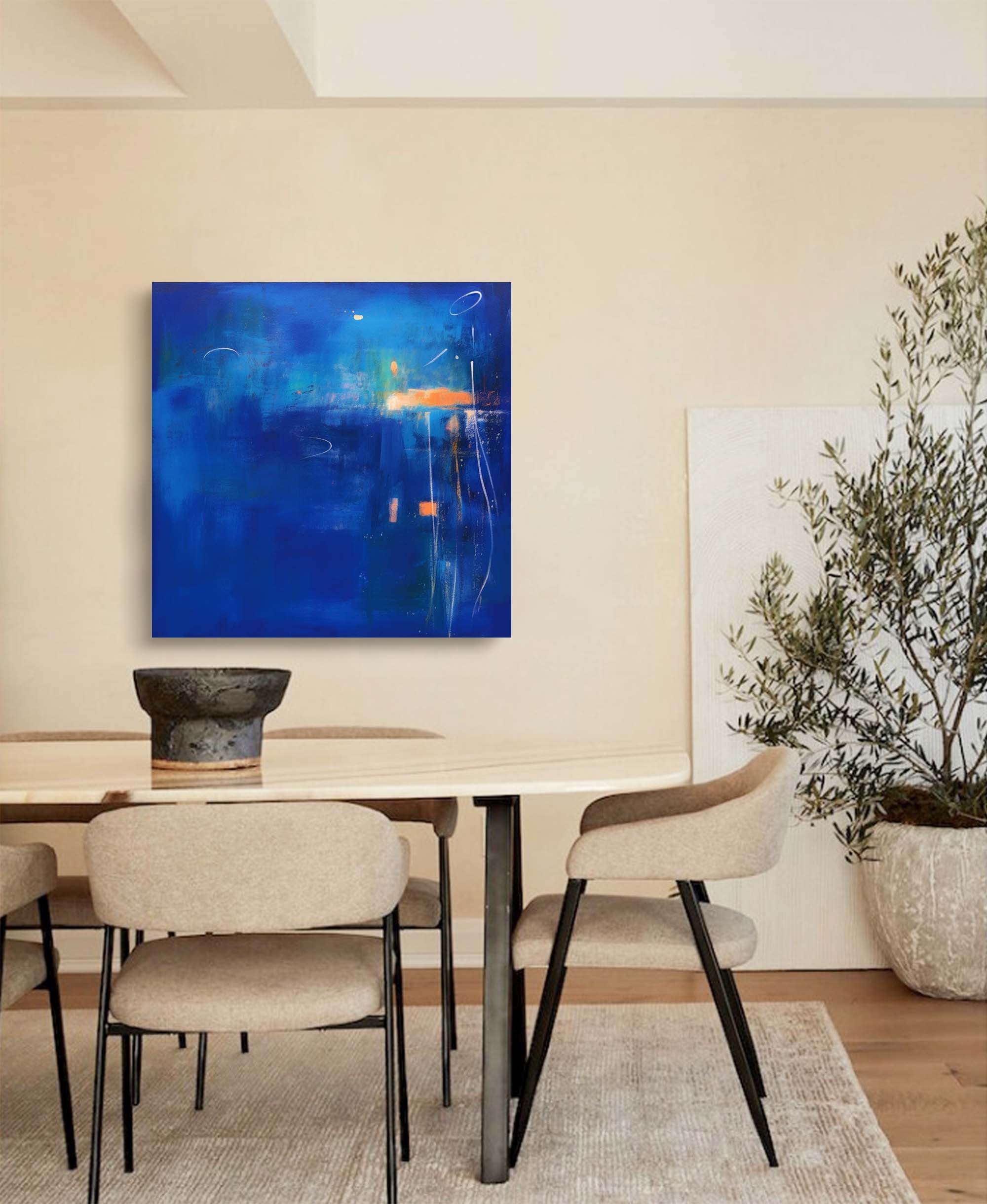 Wallart Twilight Blue Abstract Horizon