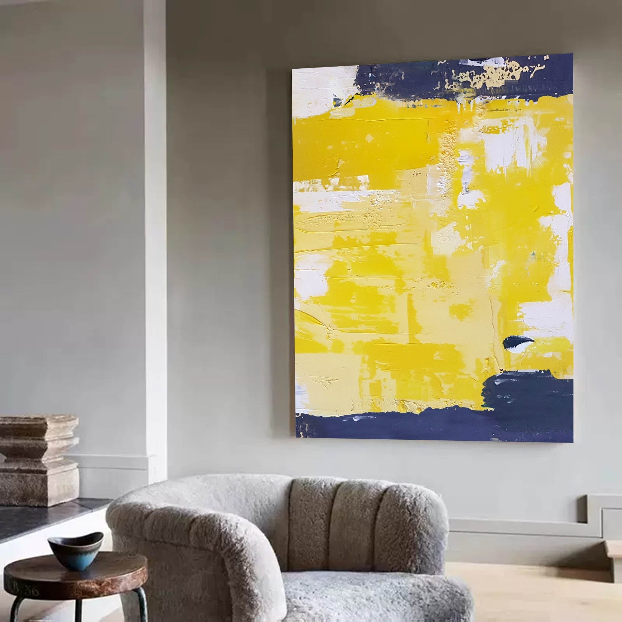 Wallart Sunlit Yellow Abstract Canvas Art