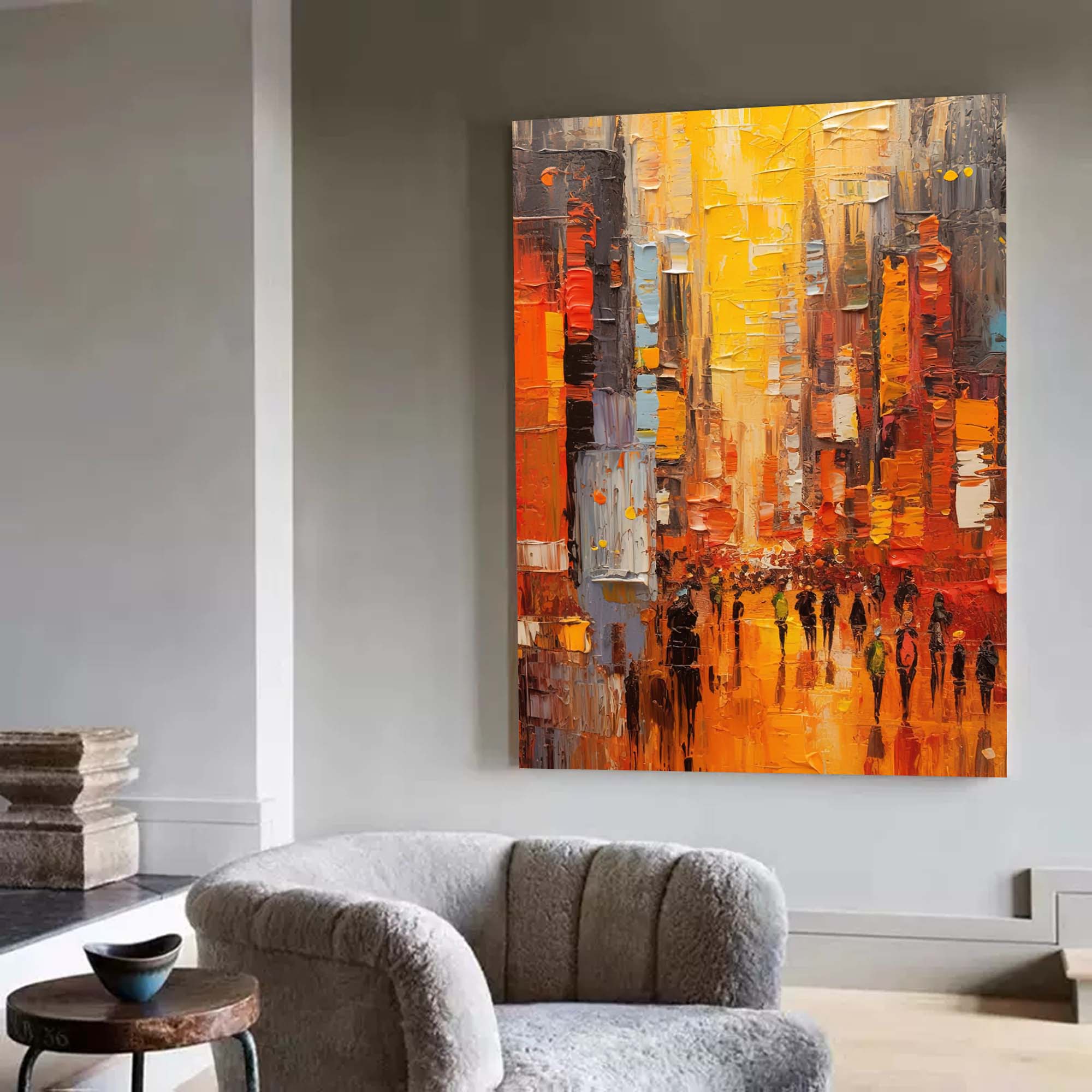 Wallart Nighttime City Walk Oil Painting