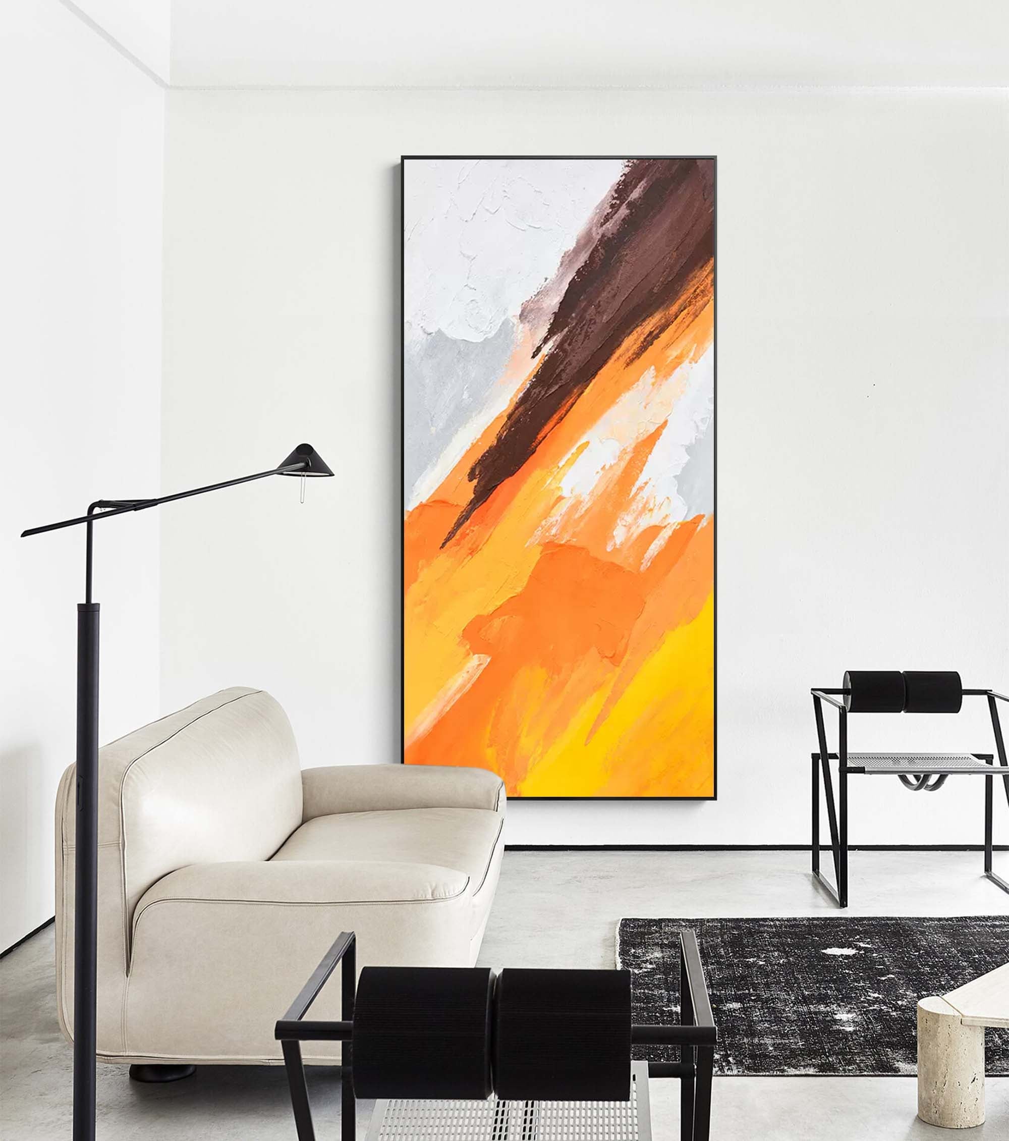 Wallart Dynamic Orange and Brown Abstract Art