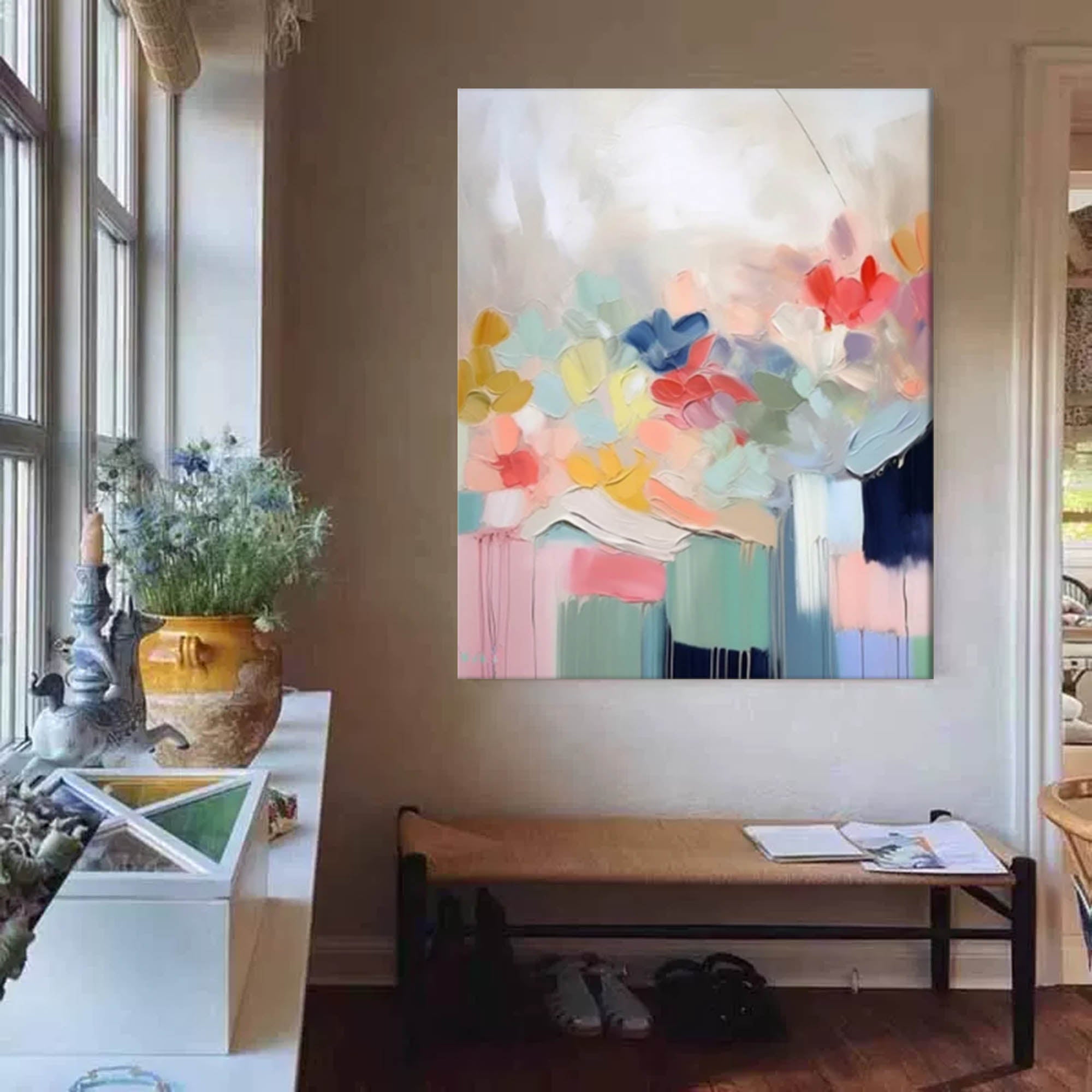 Wallart Soft Bloom Pastel Abstract Canvas Art