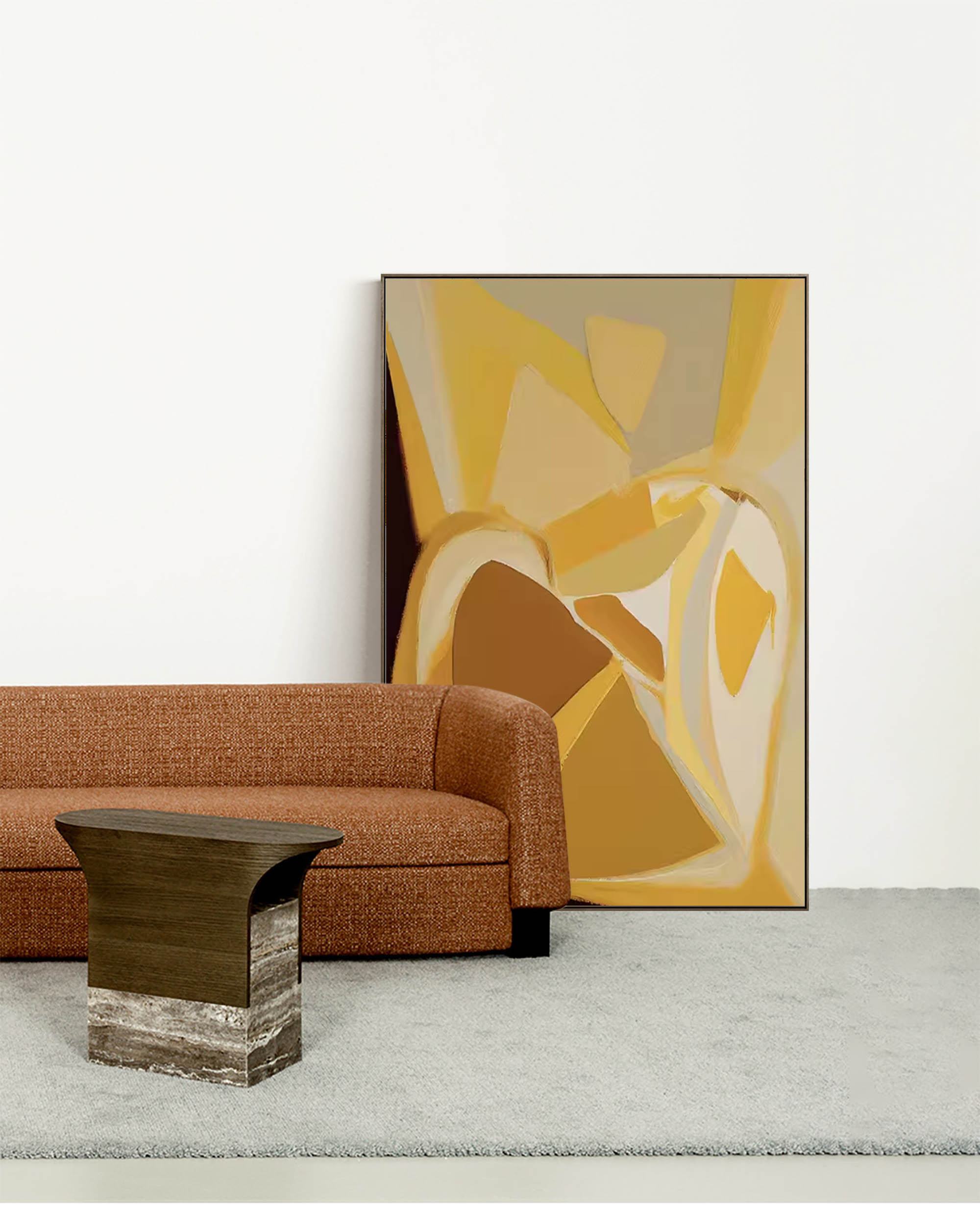 Wallart Geometric Golden Hues Abstract Art
