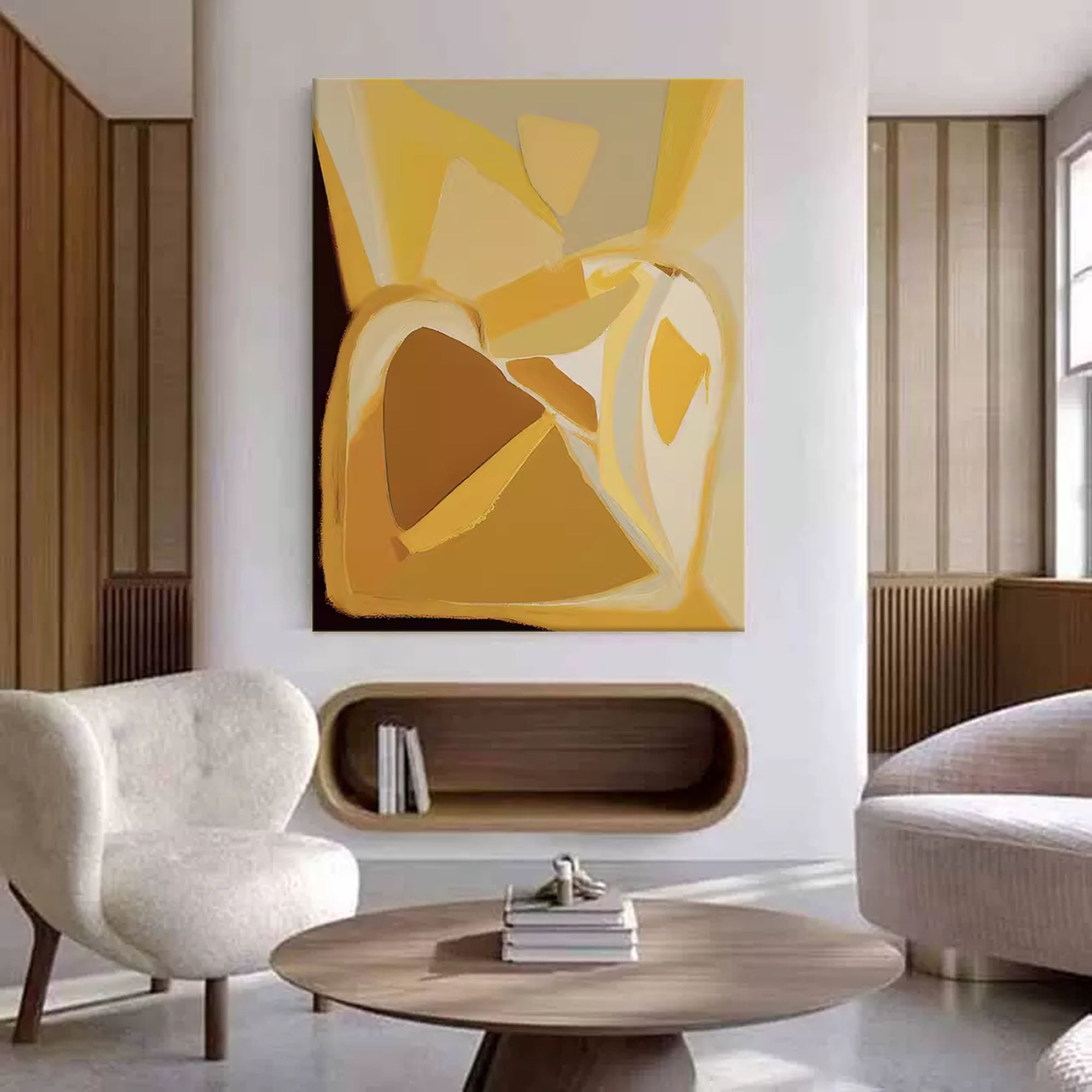 Wallart Geometric Golden Hues Abstract Art