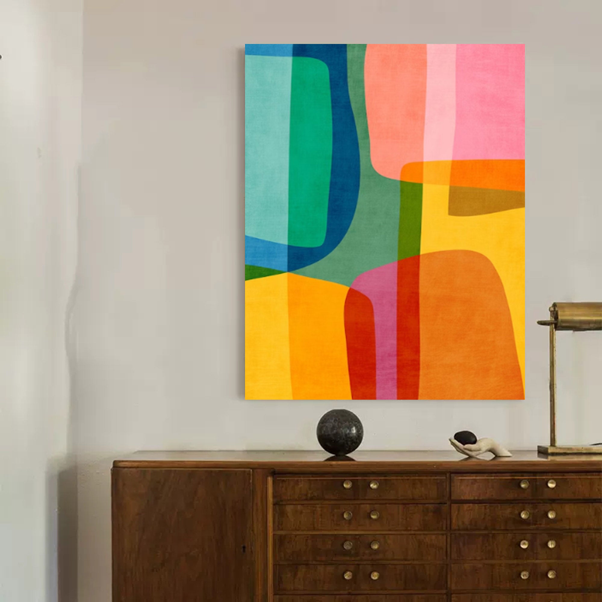 Wallart Vibrant Multicolor Geometric Abstract Canvas Art