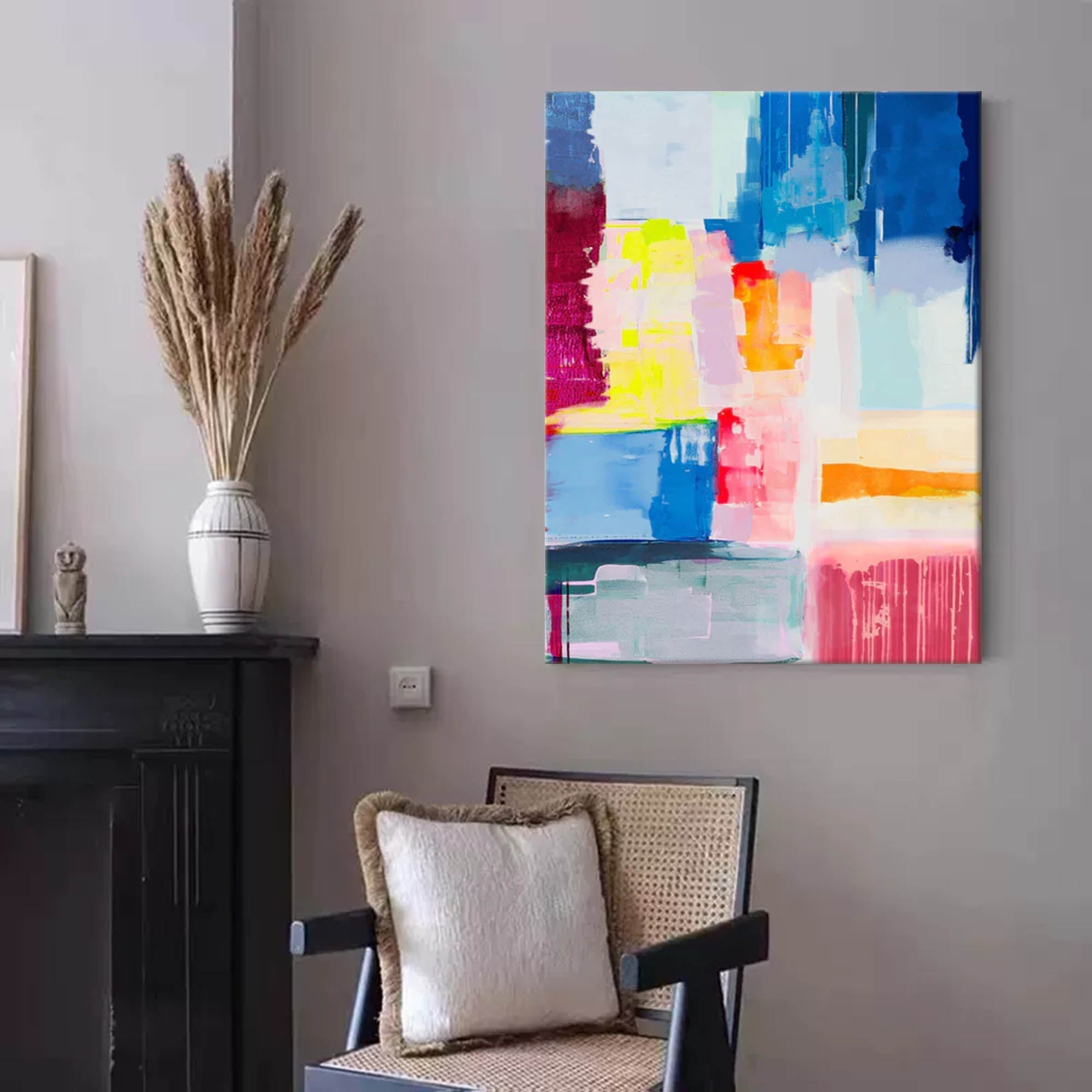 Wallart Colorful Abstract Expressionist Canvas Art