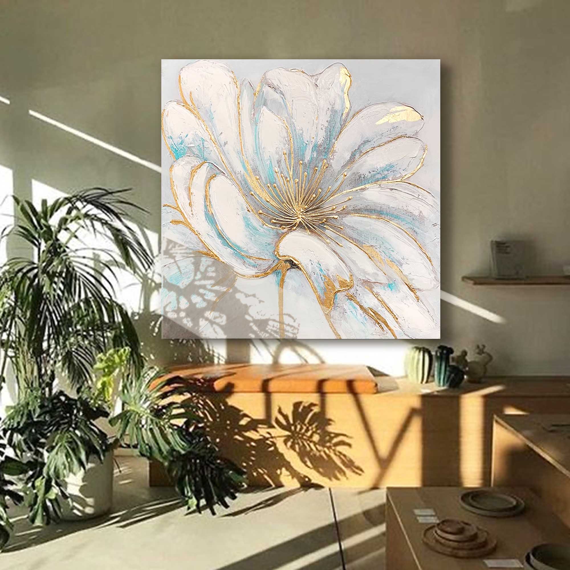 Wallart Gold Accented Floral Canvas Art
