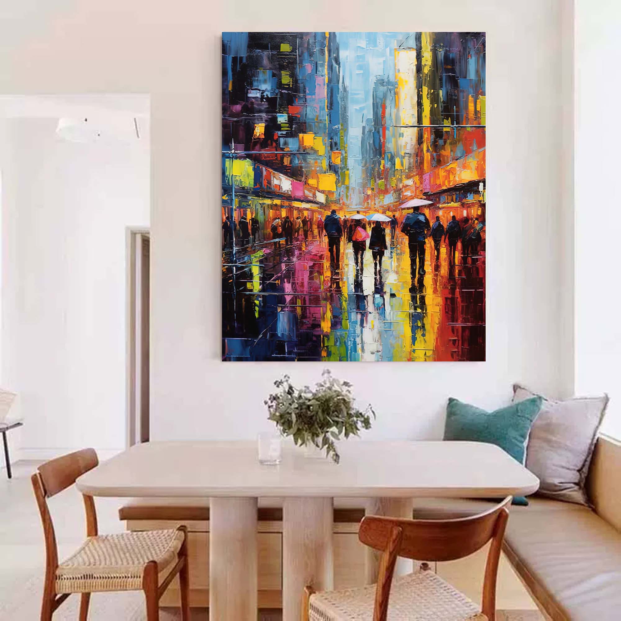 Wallart Nighttime City Walk Oil Painting
