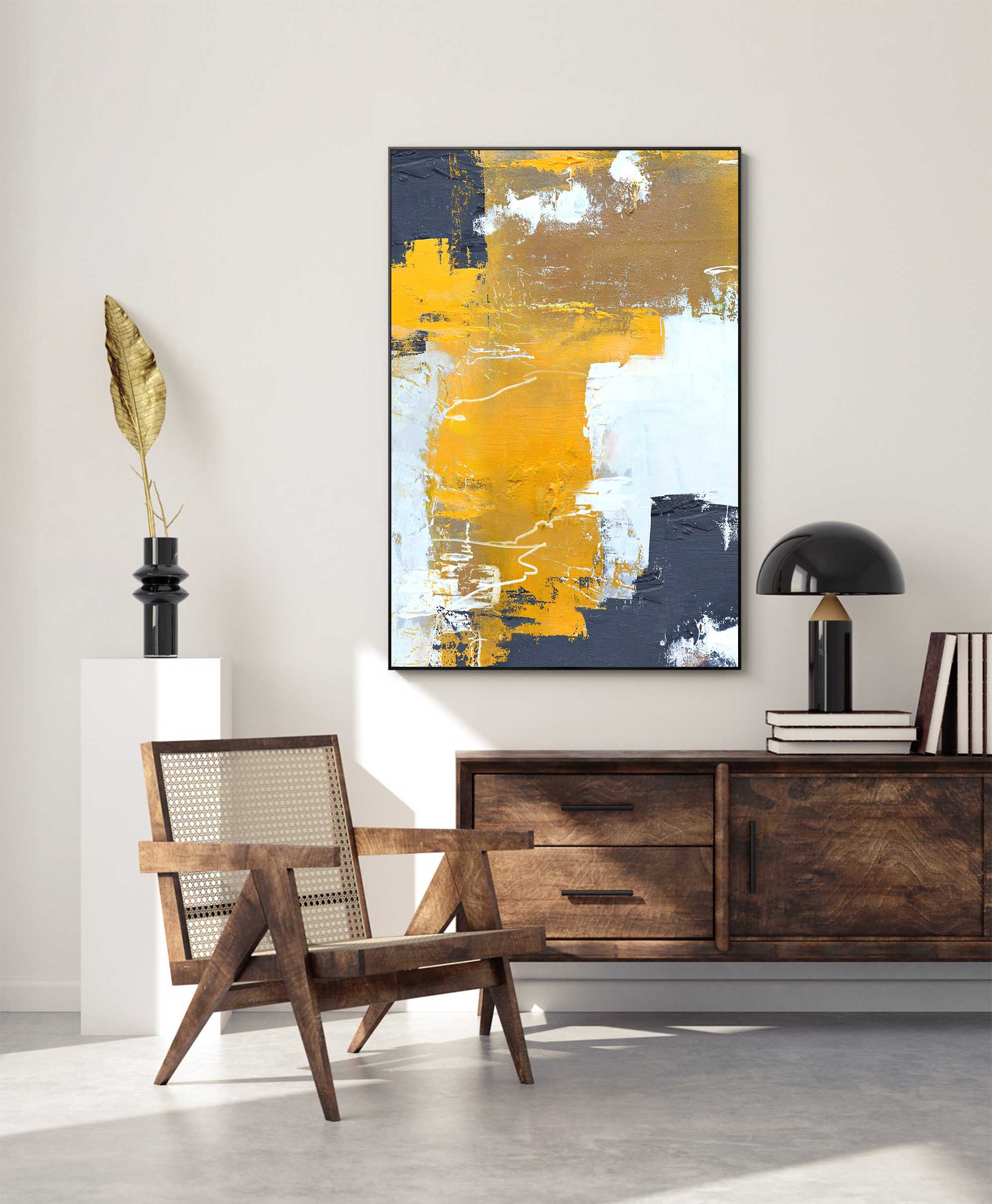 Wallart Golden Beige Abstract Canvas Art