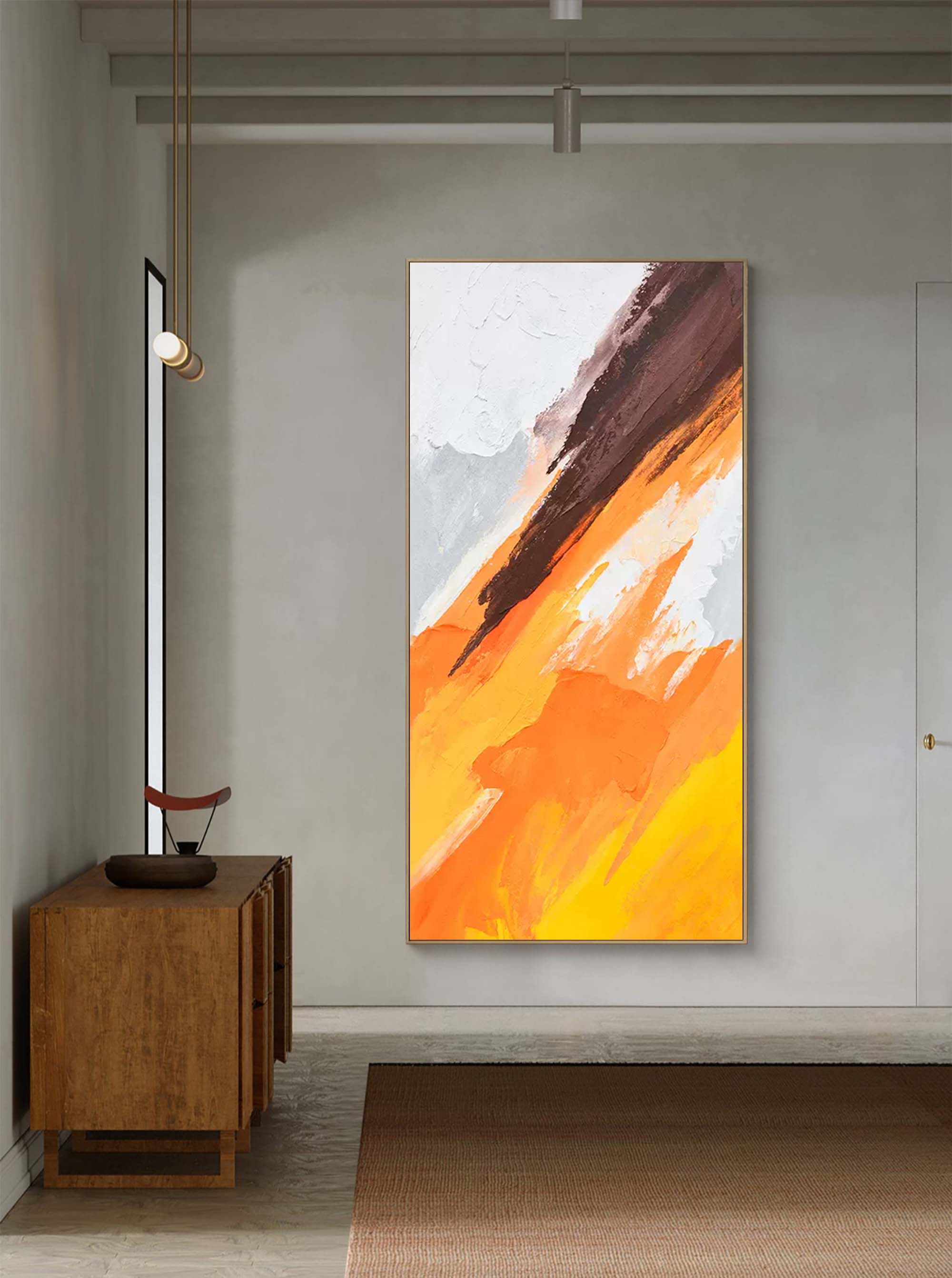 Wallart Dynamic Orange and Brown Abstract Art