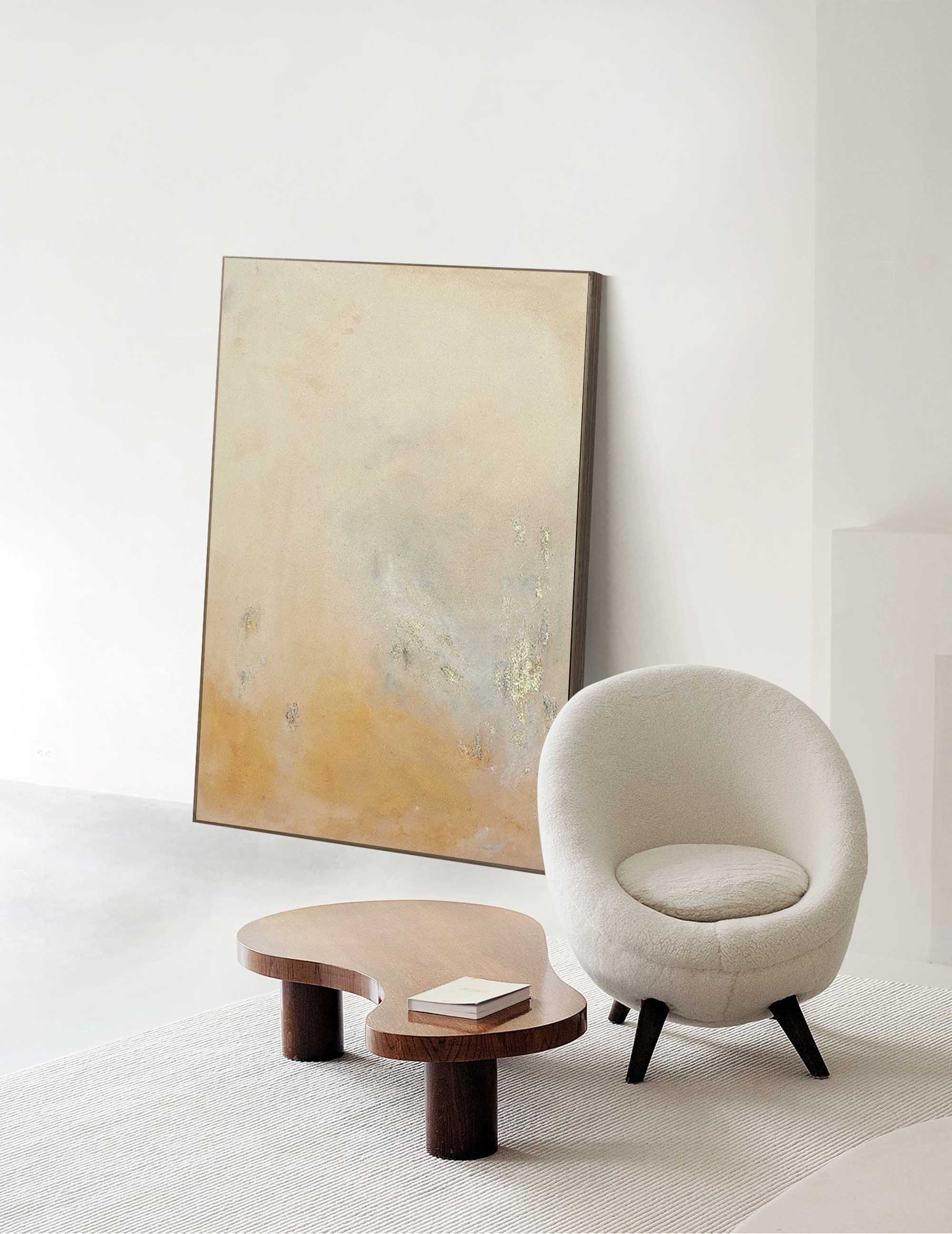Wallart Soft Earth Tones Abstract Canvas