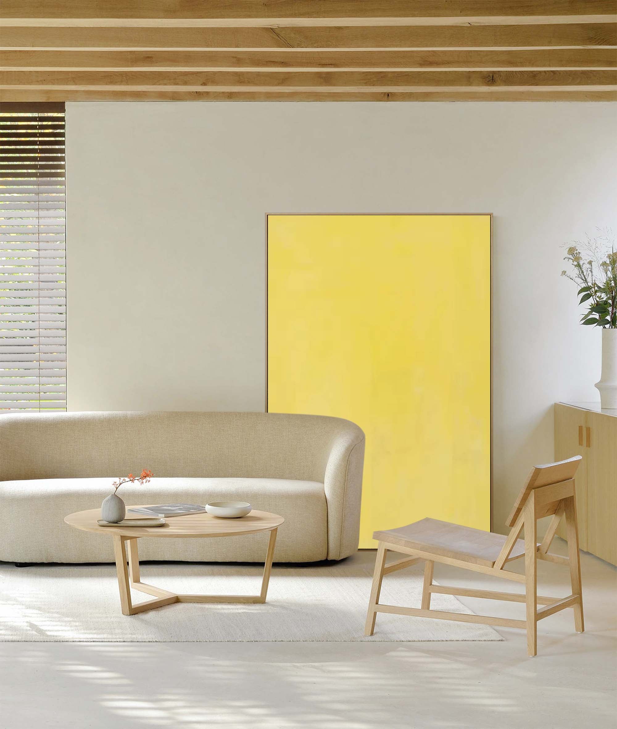 Wallart Minimalist Yellow Canvas Art