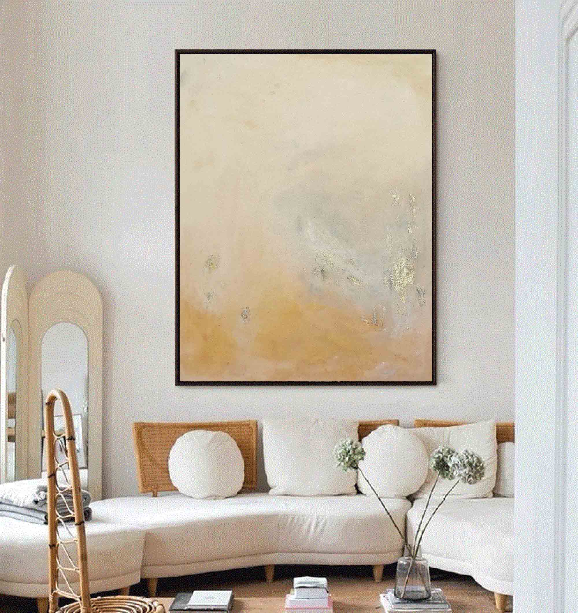 Wallart Soft Earth Tones Abstract Canvas