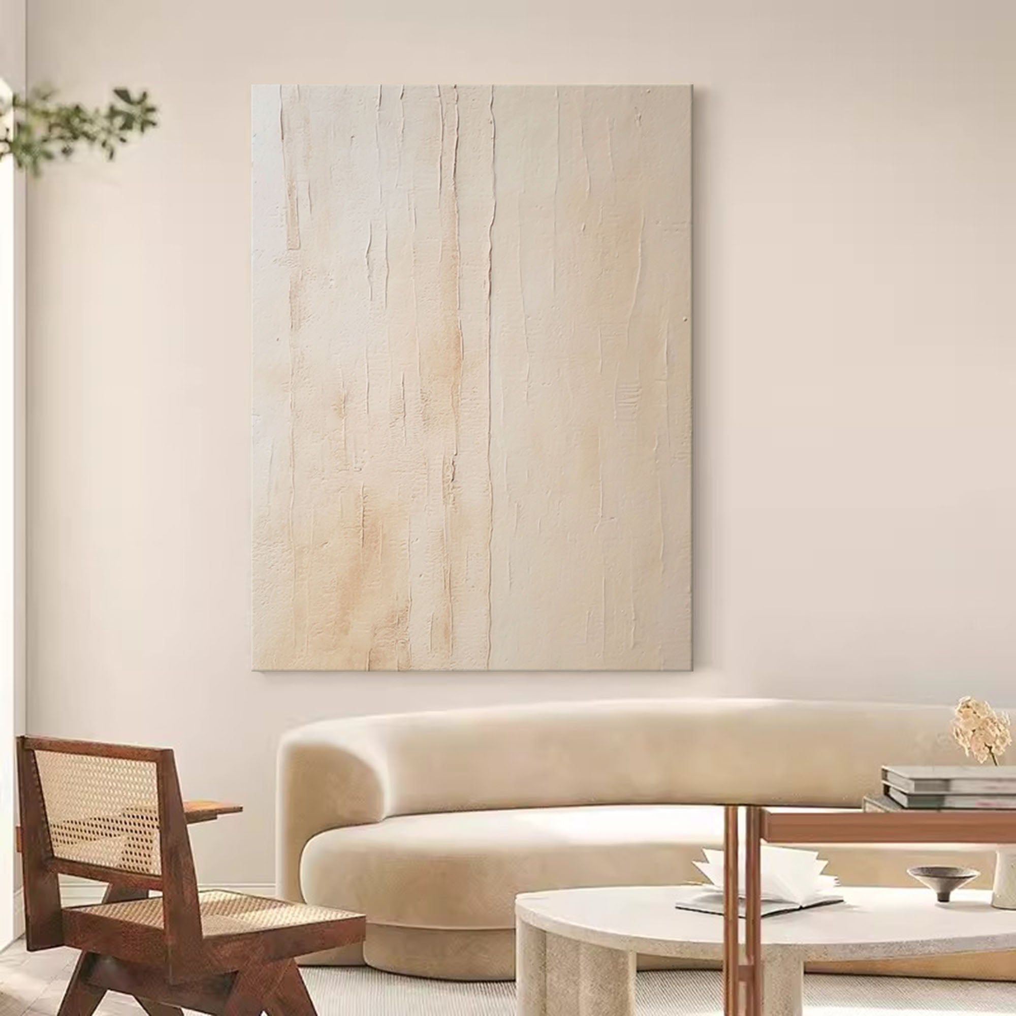 Wallart Textured Minimalist Beige Canvas