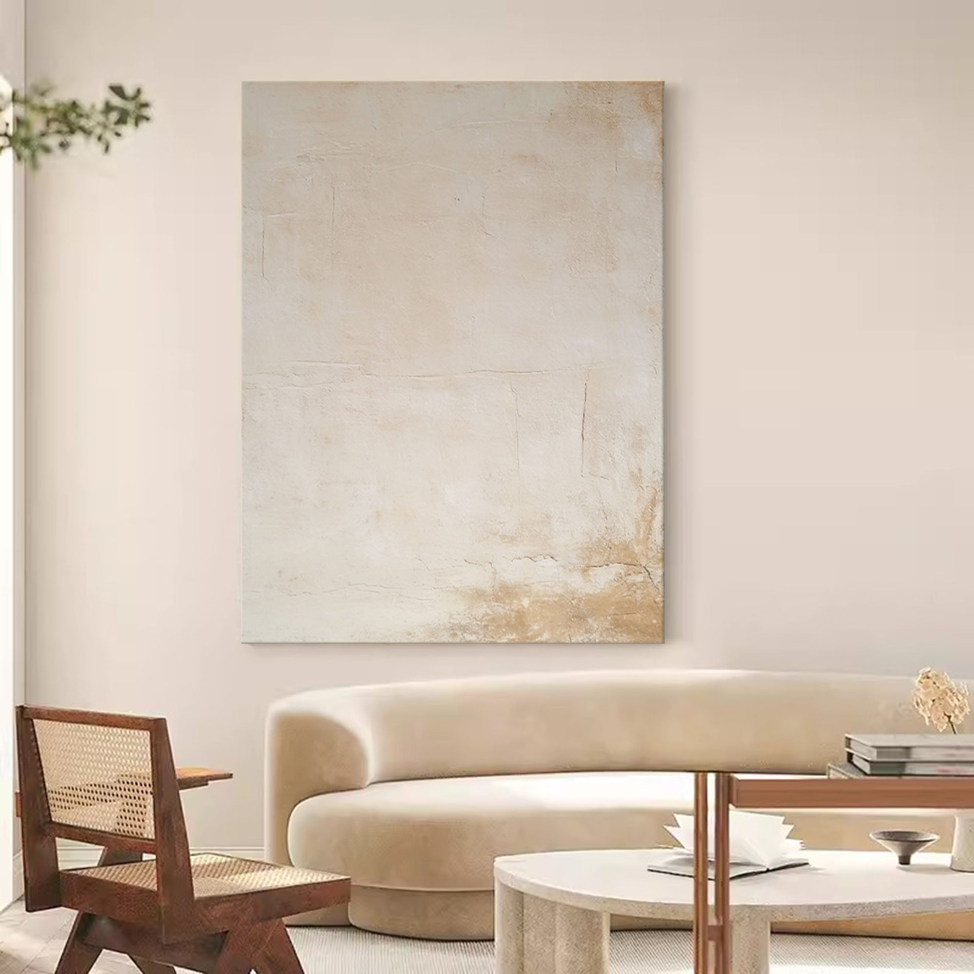 Wallart Subtle Beige Textured Abstract Art