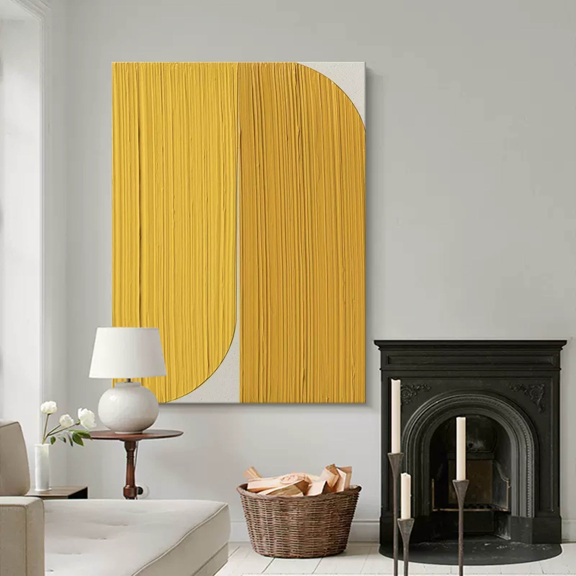Wallart Golden Curved Minimalist Abstract