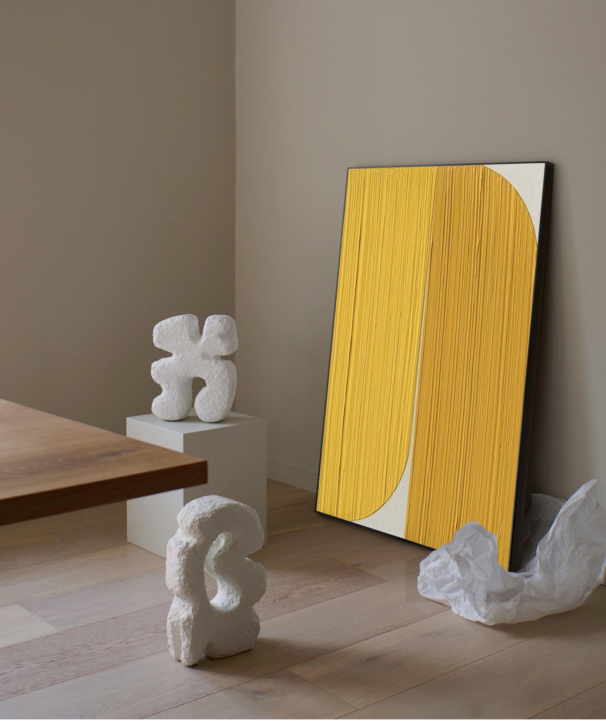 Wallart Golden Curved Minimalist Abstract