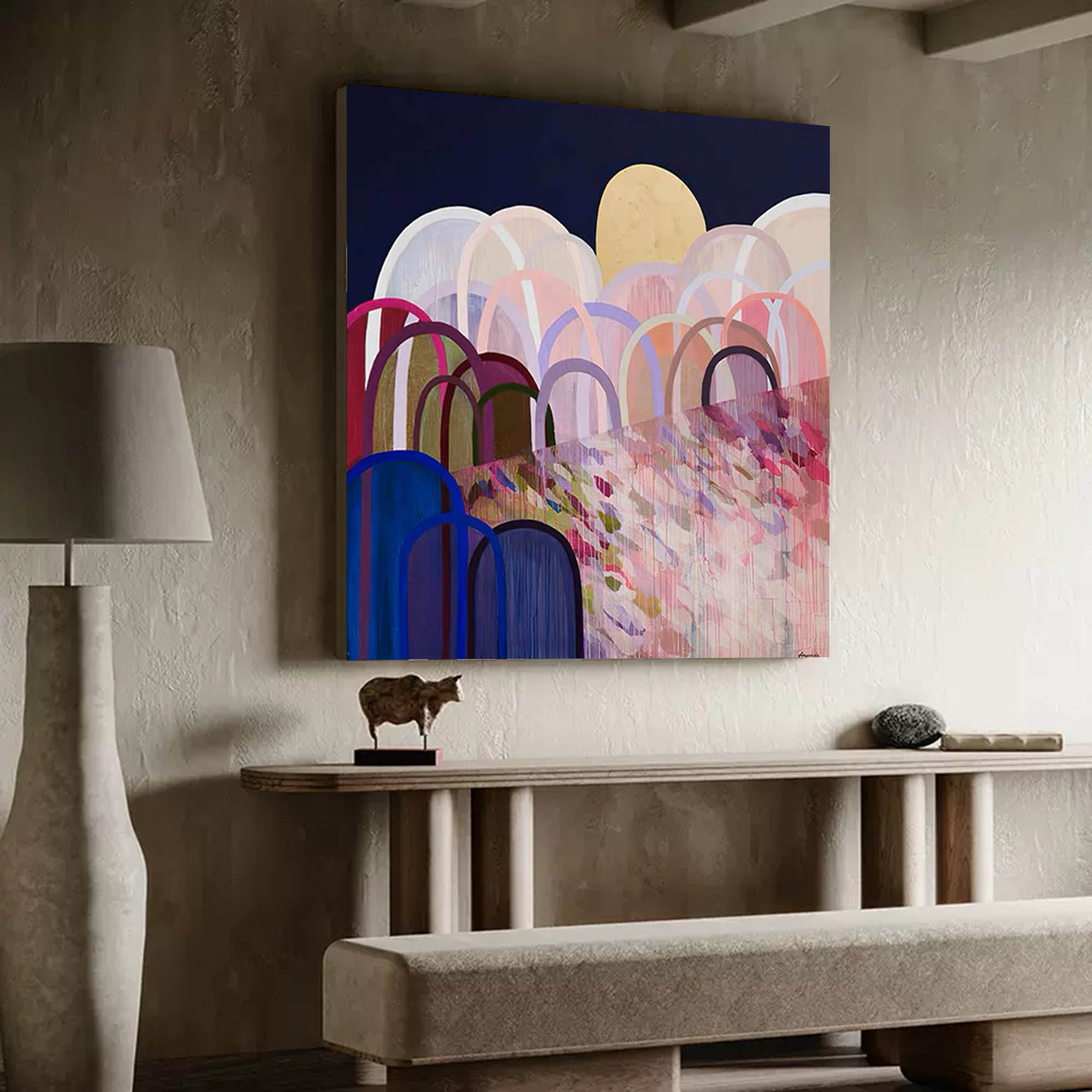 Wallart Moonlit Arches Abstract Landscape Art
