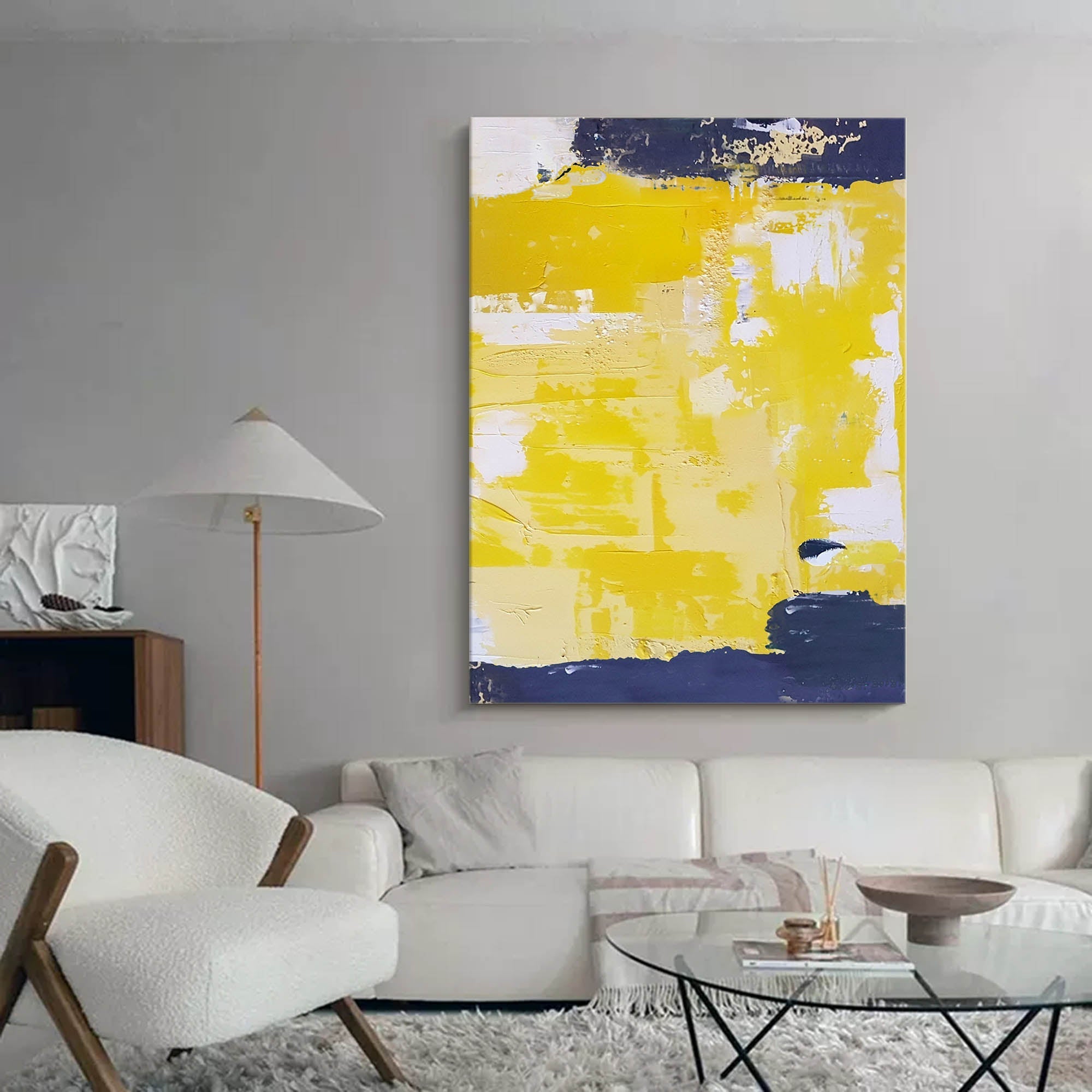 Wallart Sunlit Yellow Abstract Canvas Art
