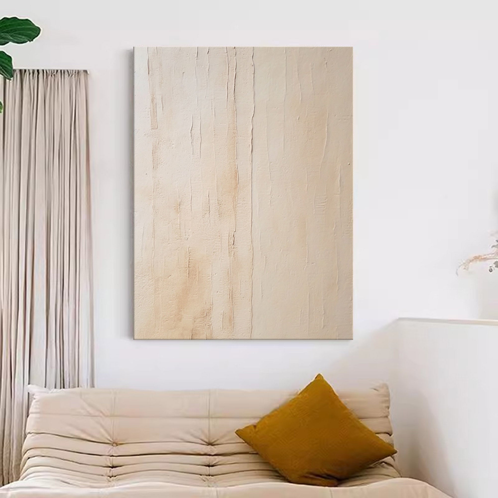 Wallart Textured Minimalist Beige Canvas