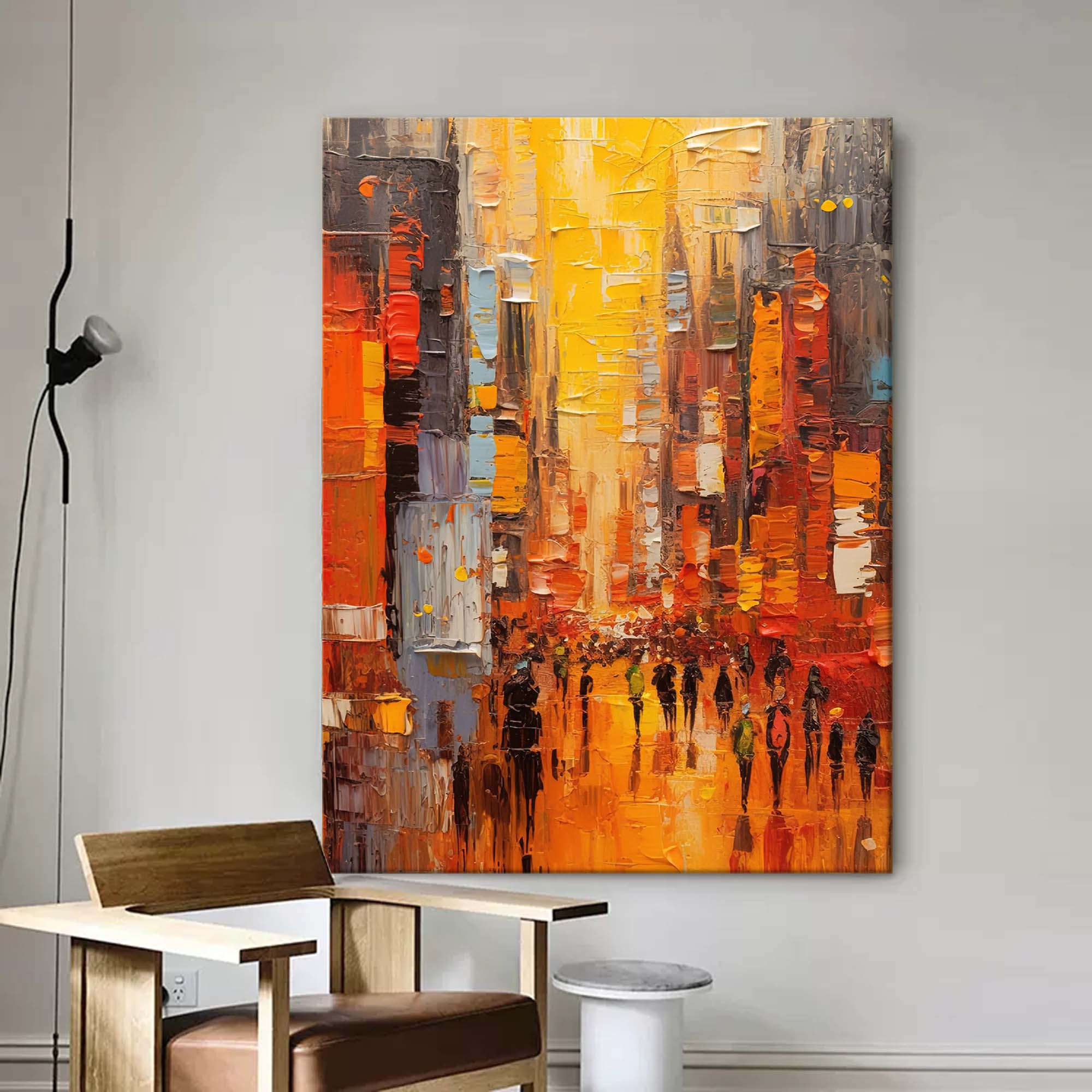 Wallart Nighttime City Walk Oil Painting