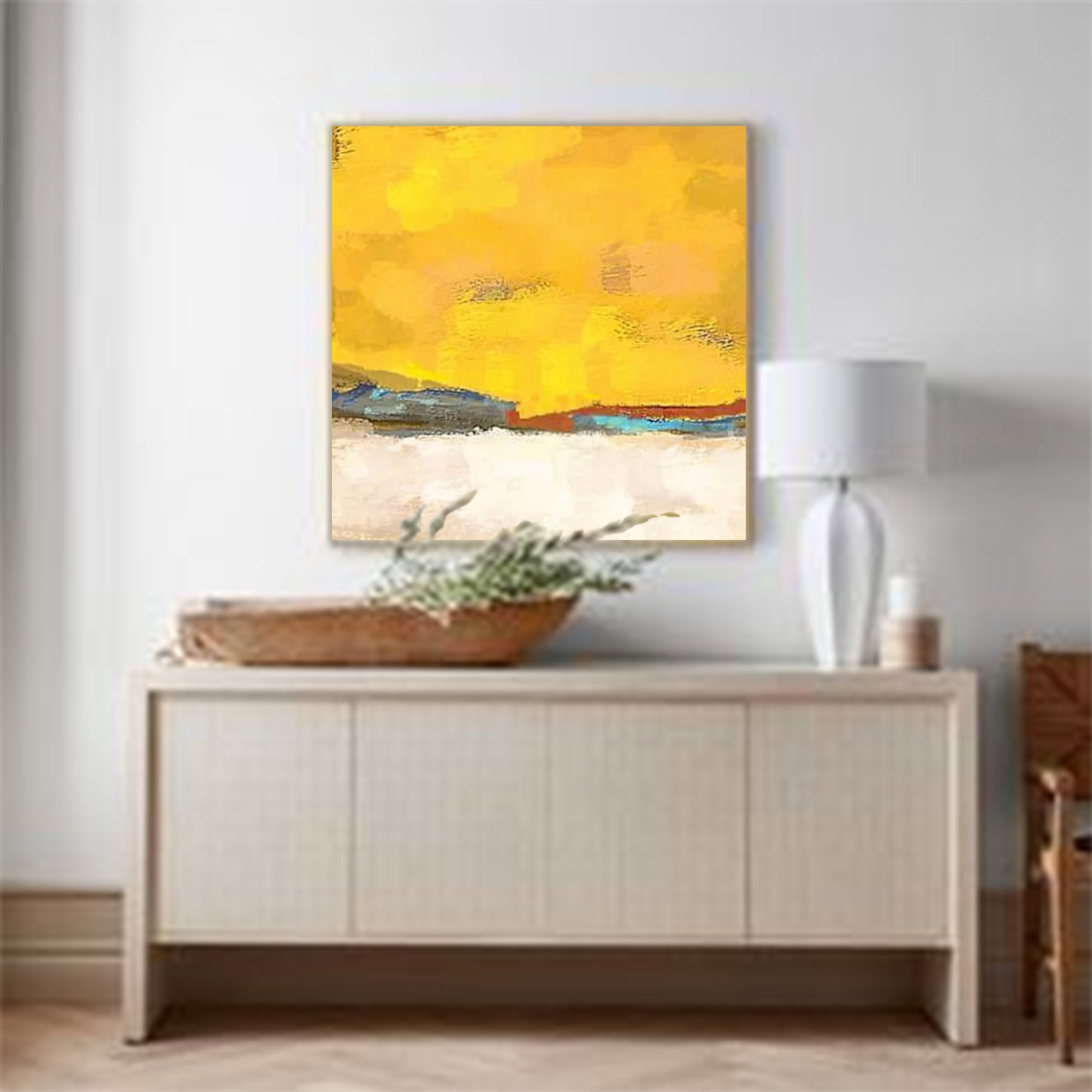Wallart Golden Horizon: Abstract Sunset Serenity