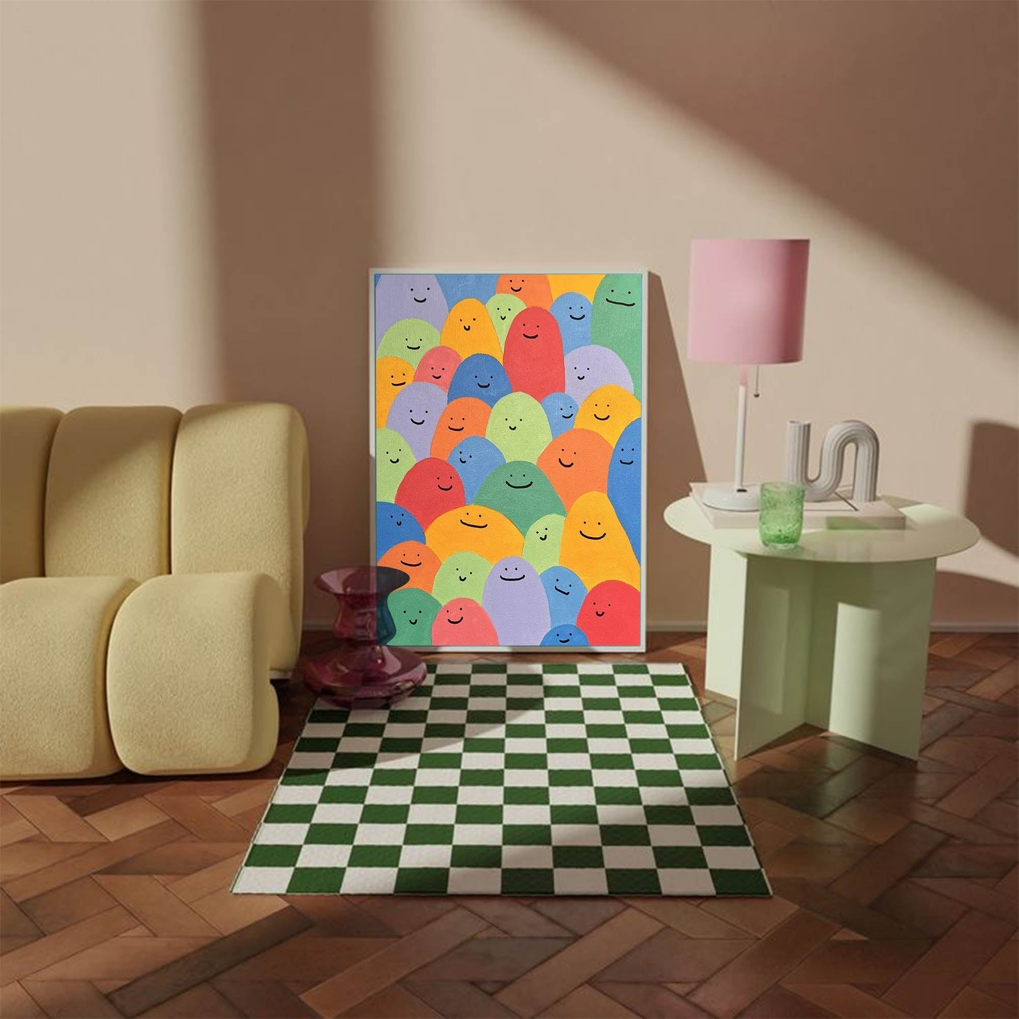 Wallart Happy Faces: Playful Abstract Smiles