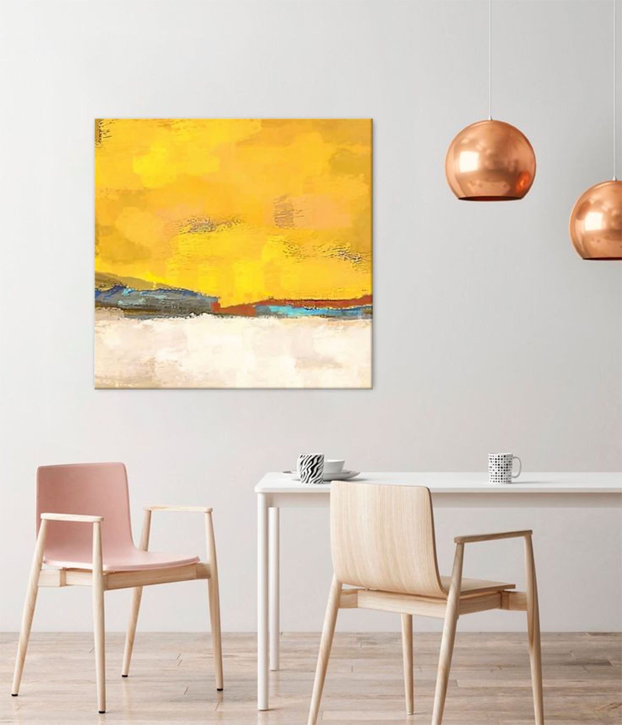 Wallart Golden Horizon: Abstract Sunset Serenity