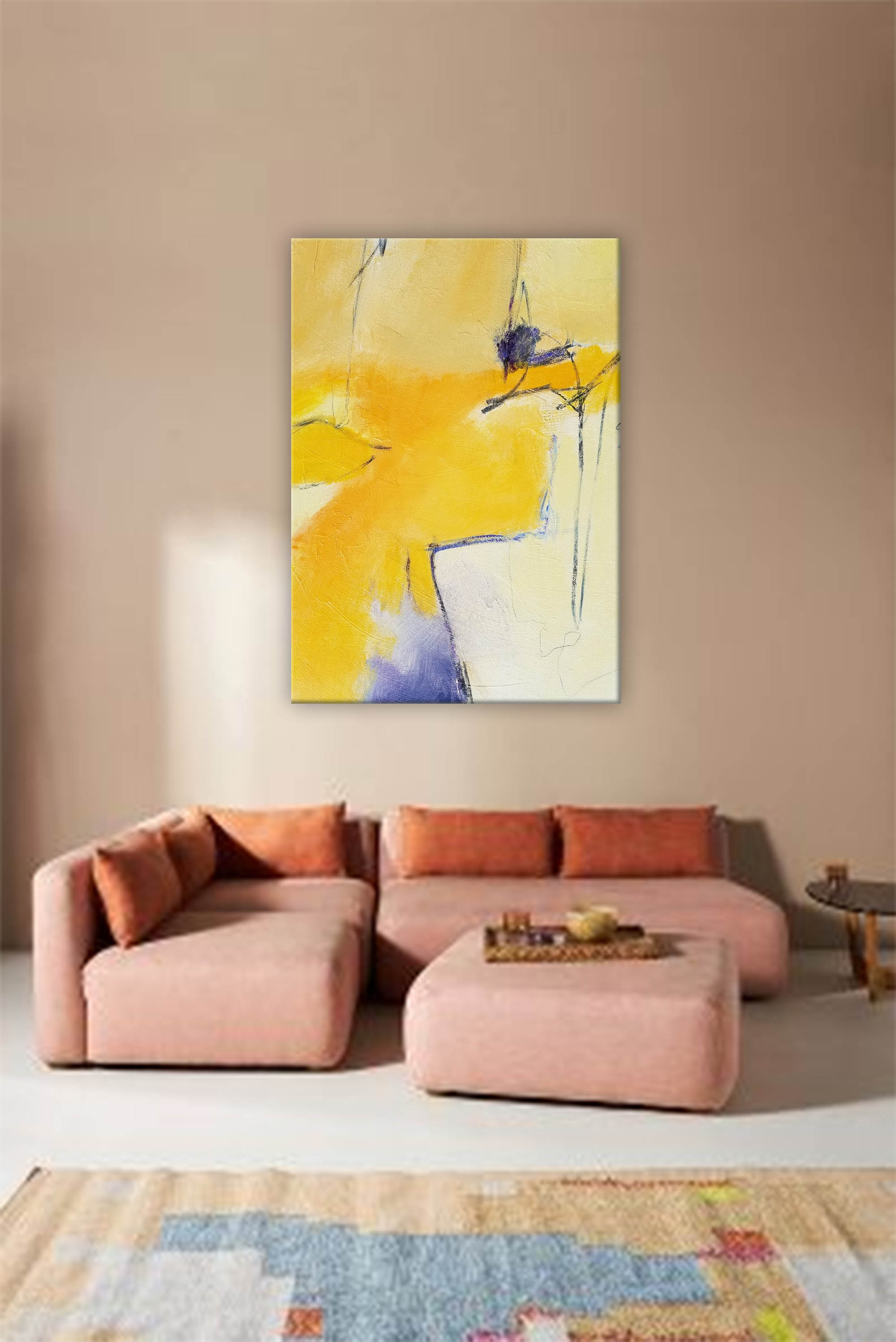 Wallart Golden Glow Abstract Canvas Art