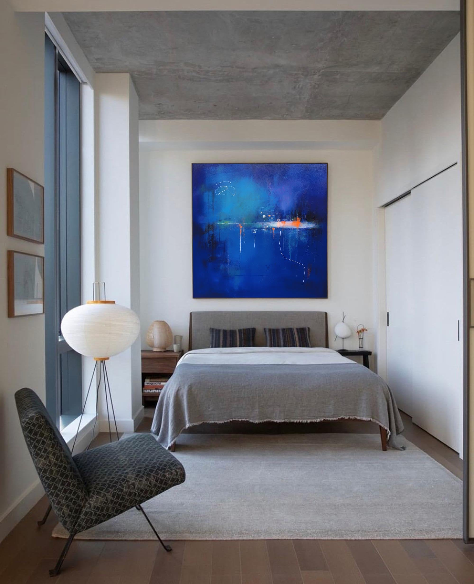Wallart Mysterious Blue Abstract Horizon Art