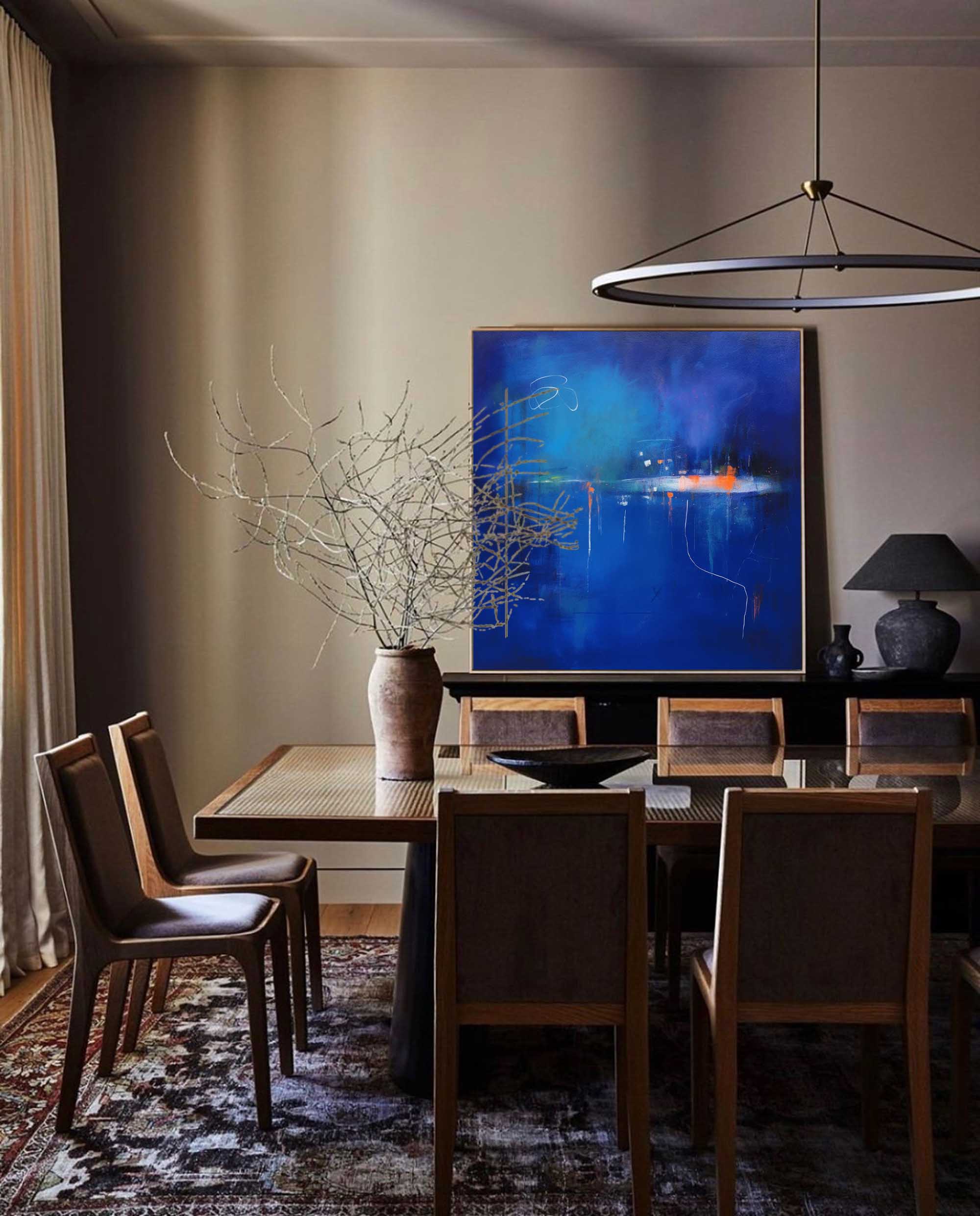 Wallart Mysterious Blue Abstract Horizon Art