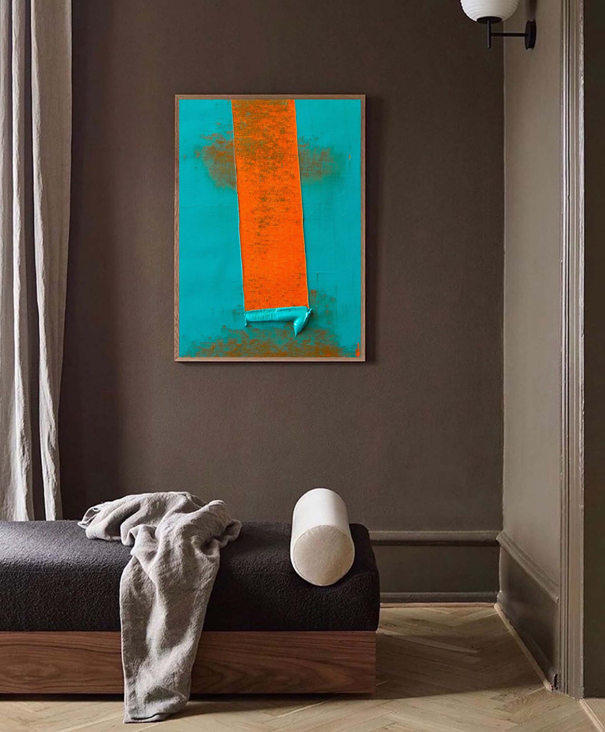 Wallart Bold Orange on Teal Canvas