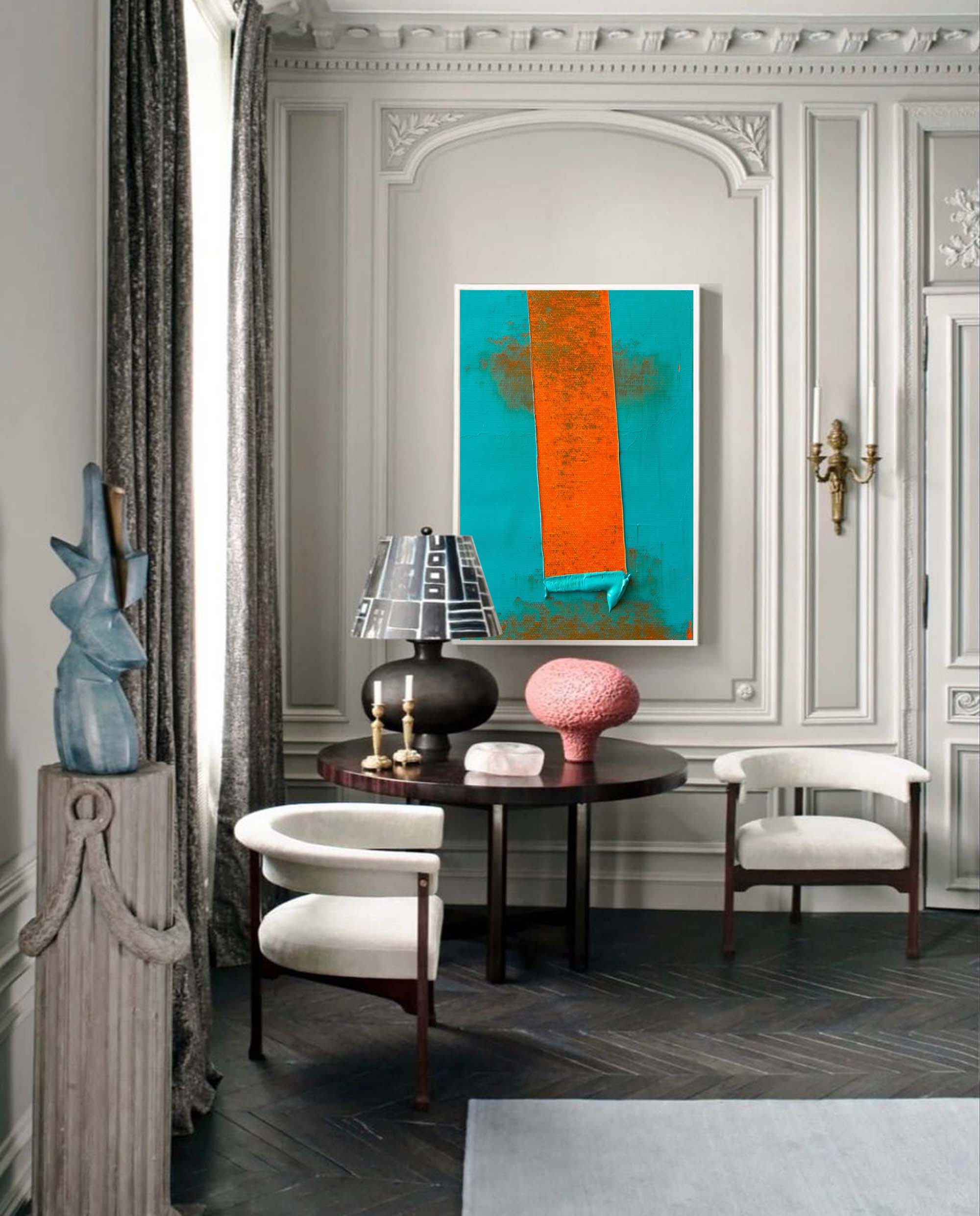 Wallart Bold Orange on Teal Canvas