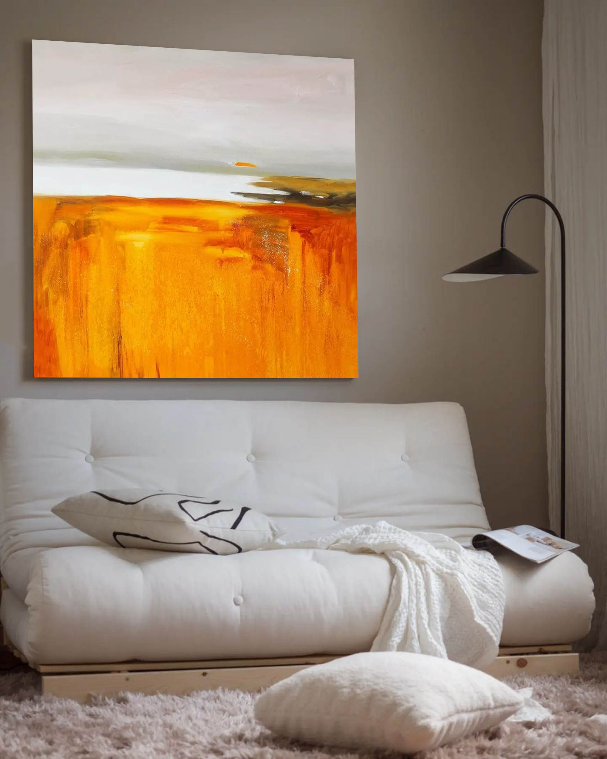 Wallart Golden Horizon Abstract Landscape