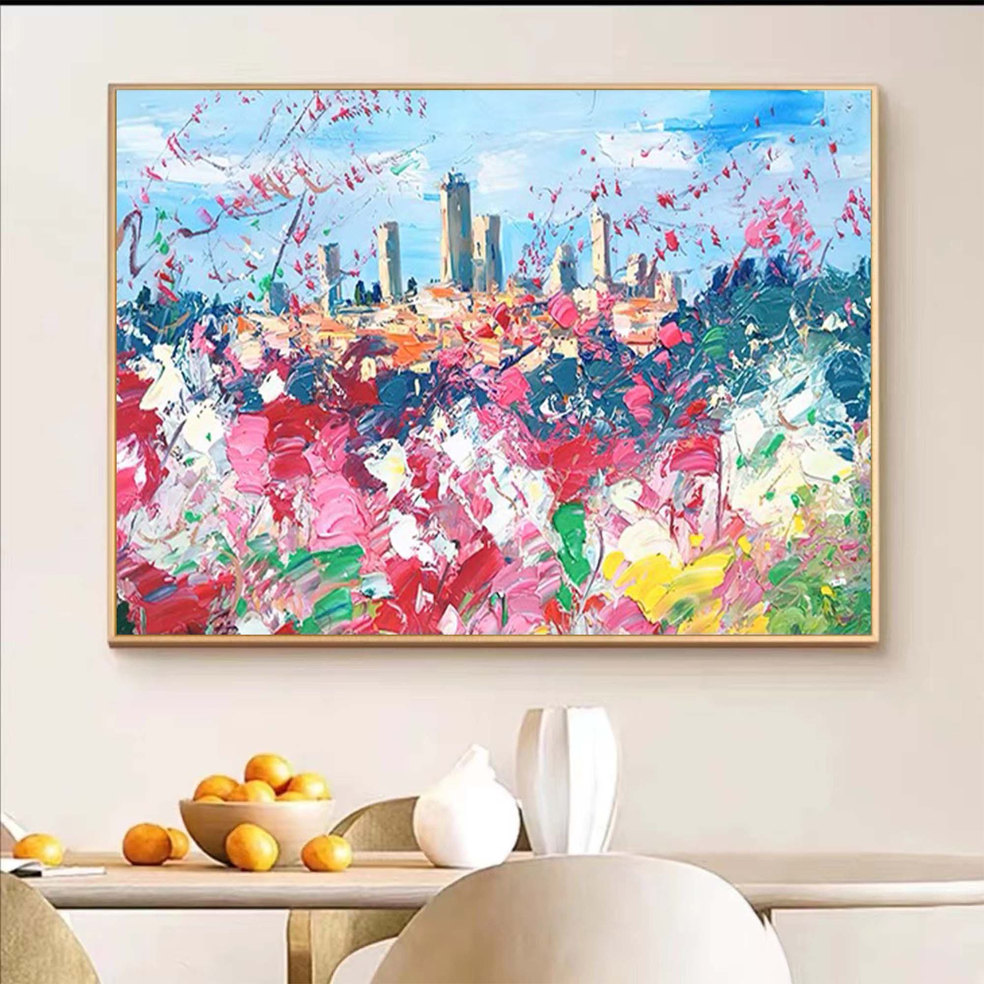 Wallart Colorful Landscape Palette Knife Art