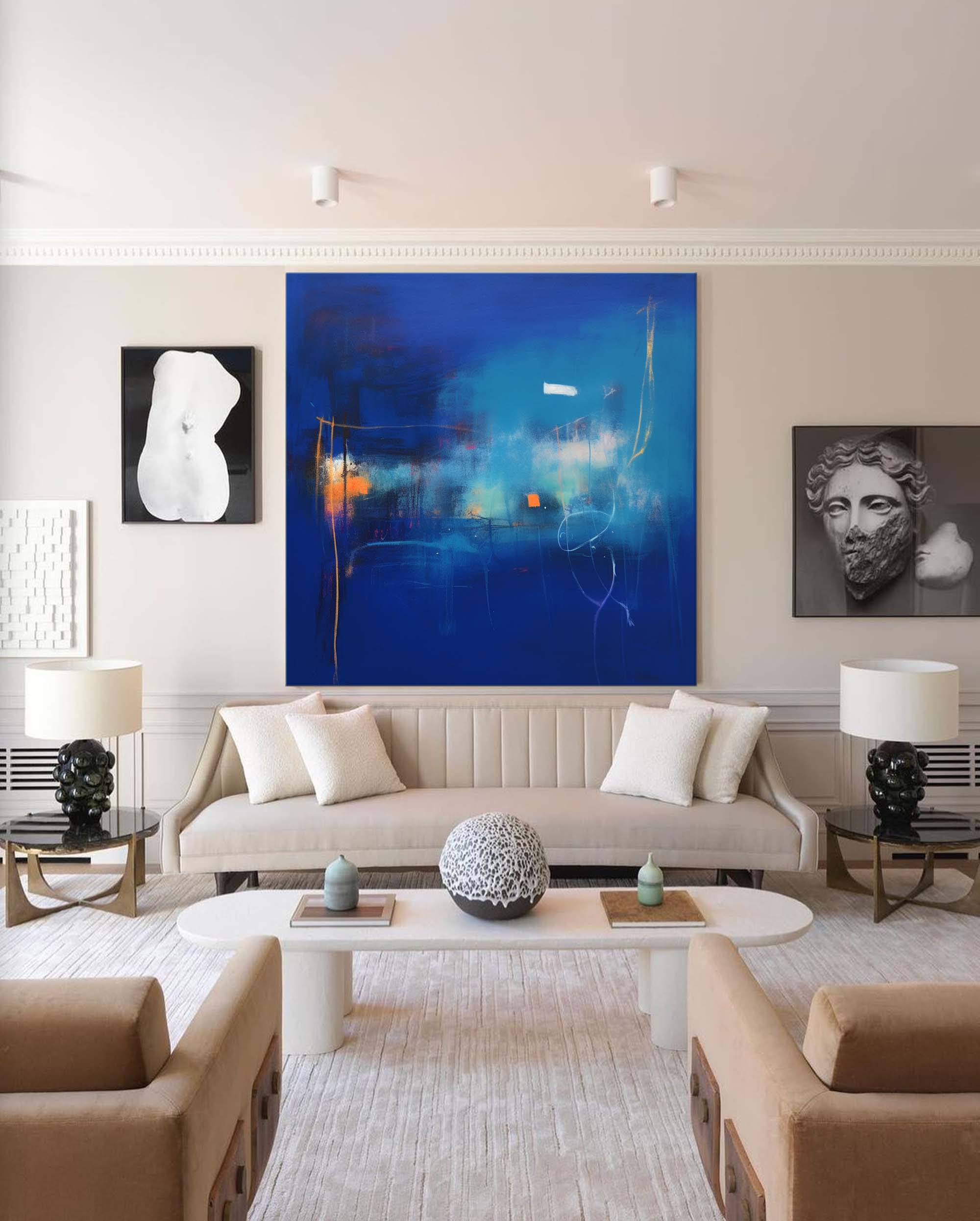 Wallart Deep Blue Abstract Horizon Art