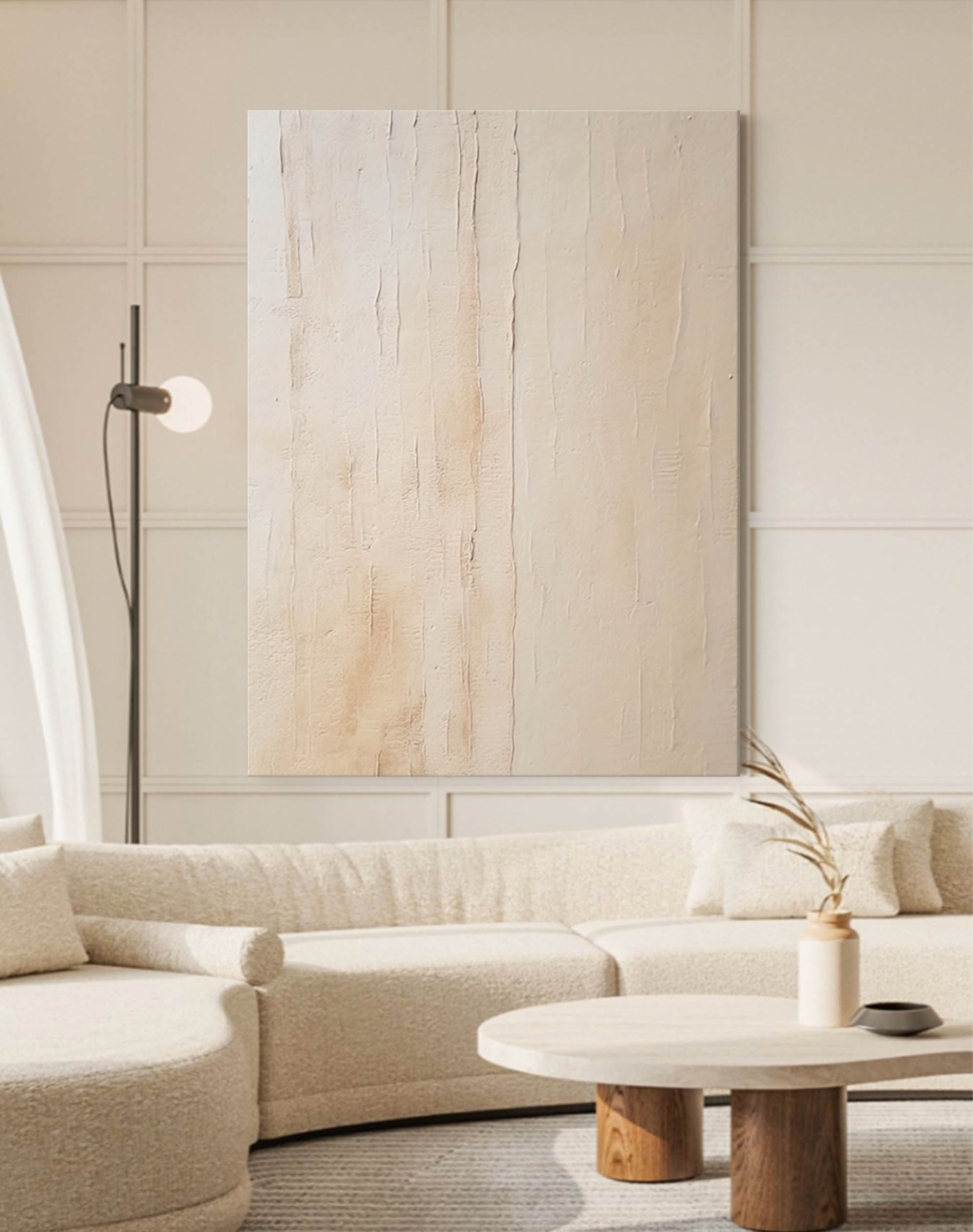 Wallart Textured Minimalist Beige Canvas