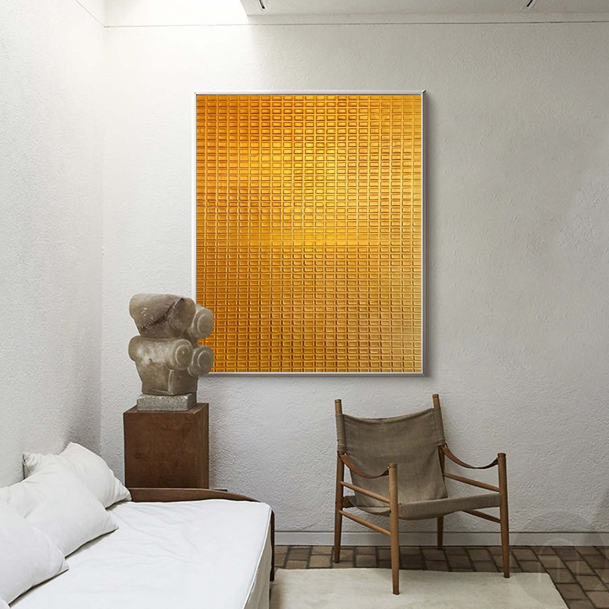 Wallart Golden Geometric Textured Artwork