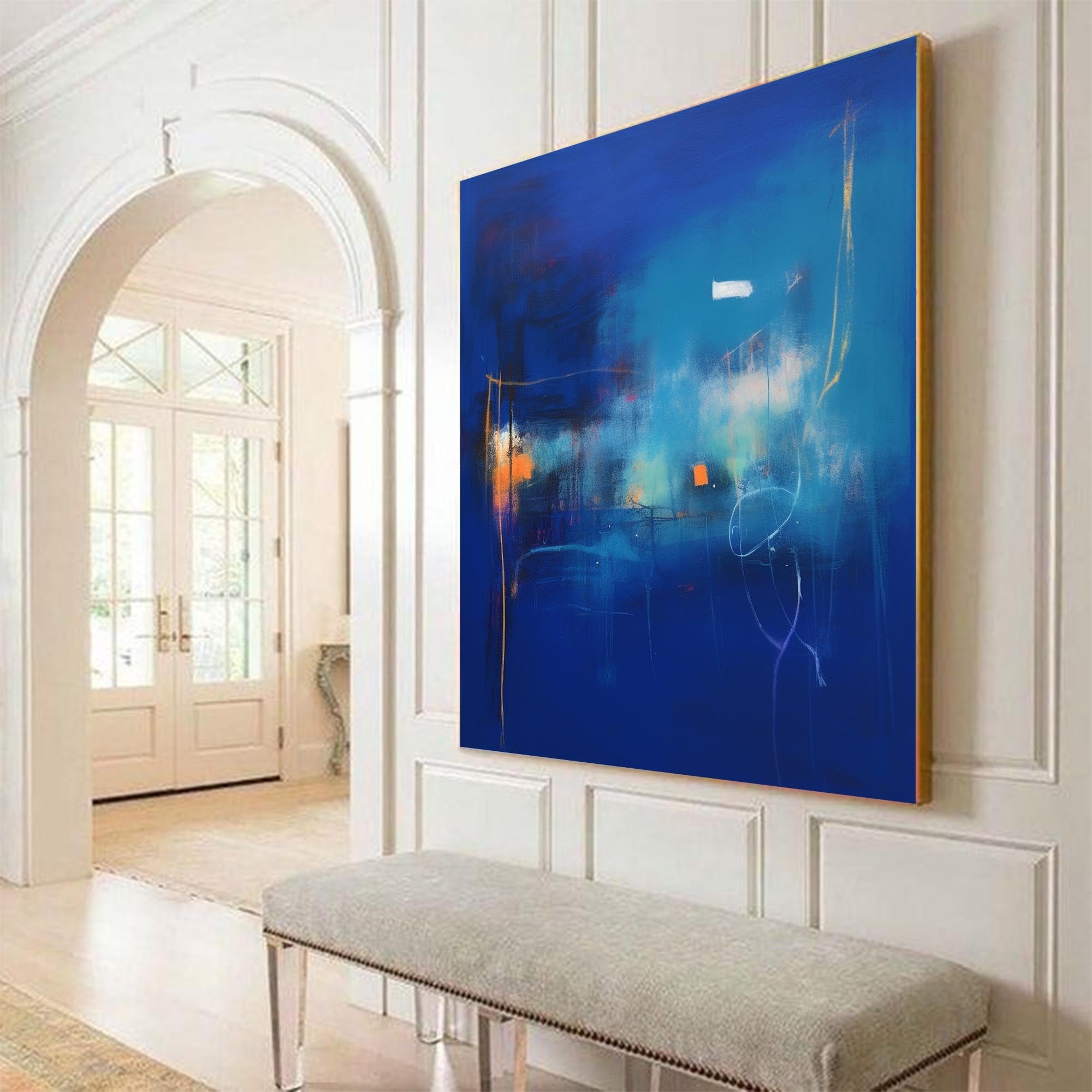 Wallart Deep Blue Abstract Horizon Art