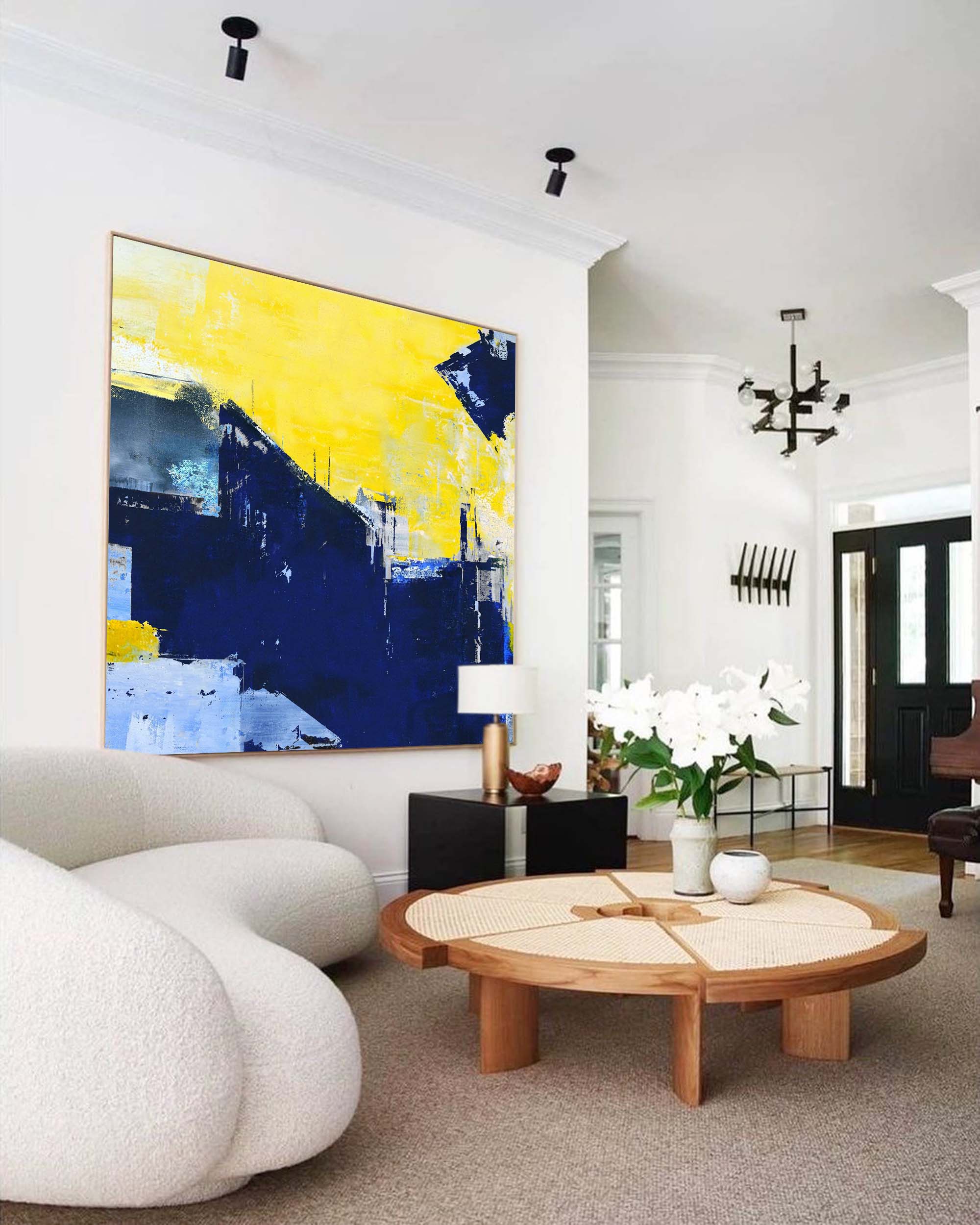 Wallart Bold Urban Skyline in Yellow Blue