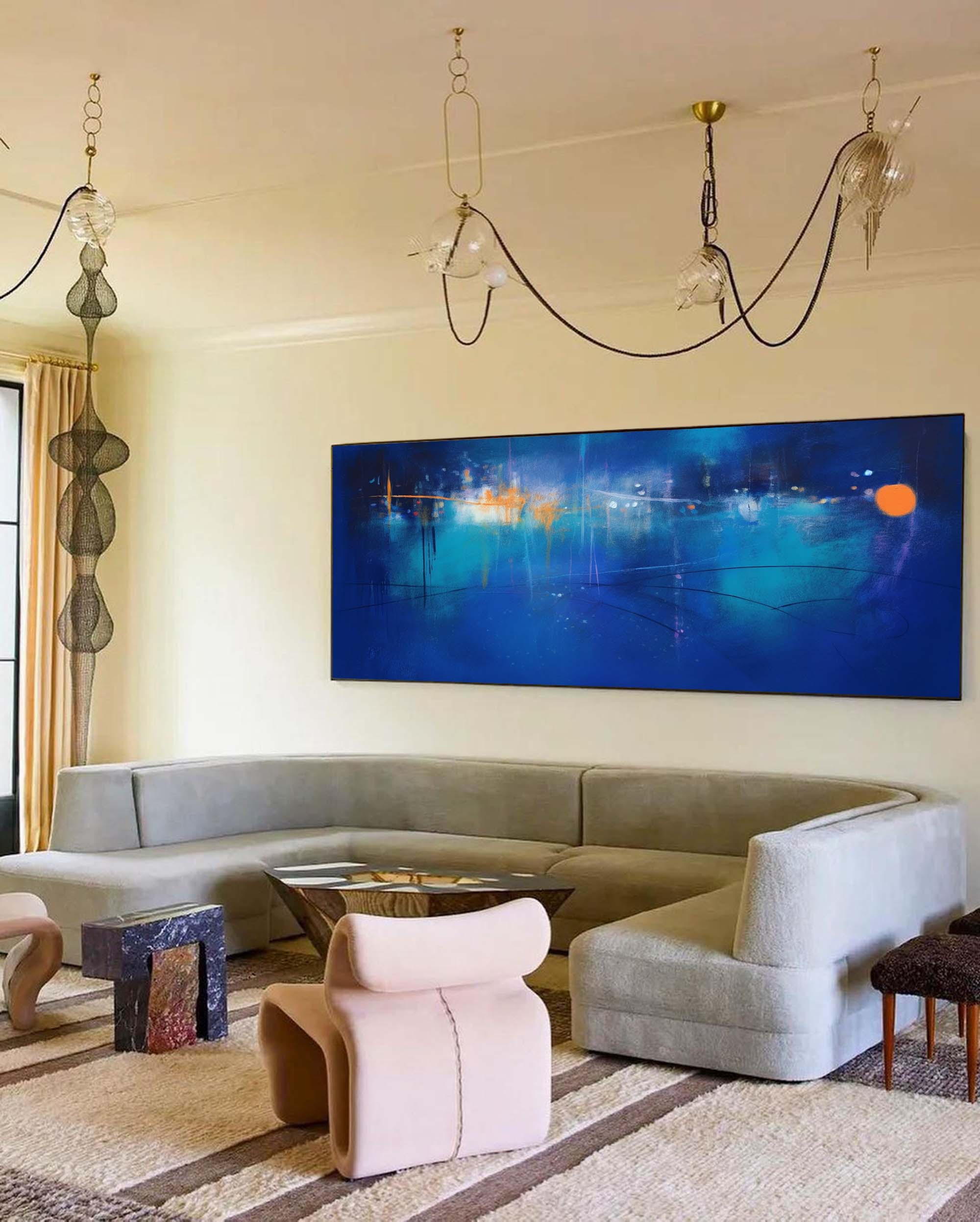 Wallart Vivid Blue Abstract Nightscape