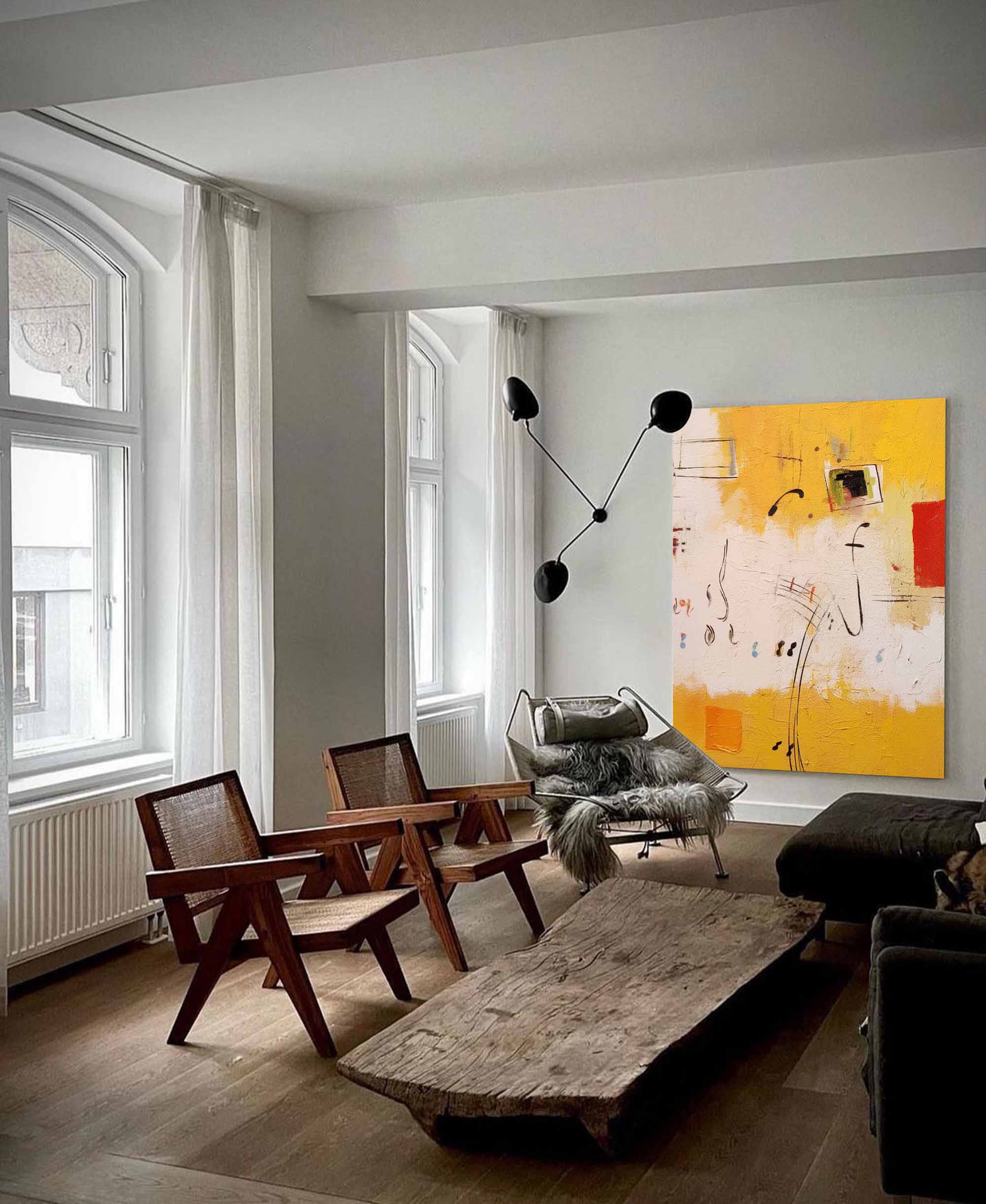 Wallart Abstract Musical Notes Canvas Art in Warm Tones