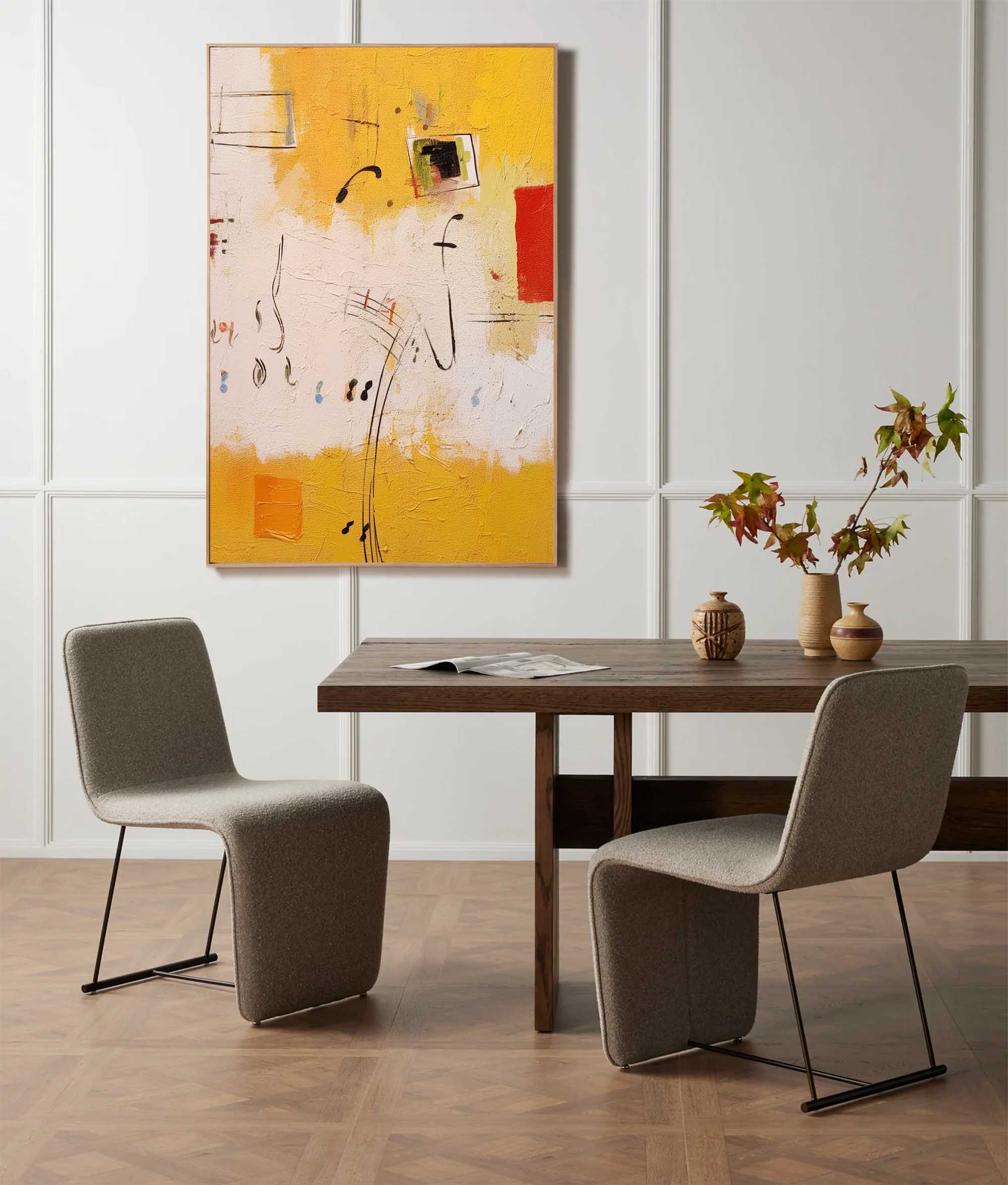 Wallart Abstract Musical Notes Canvas Art in Warm Tones