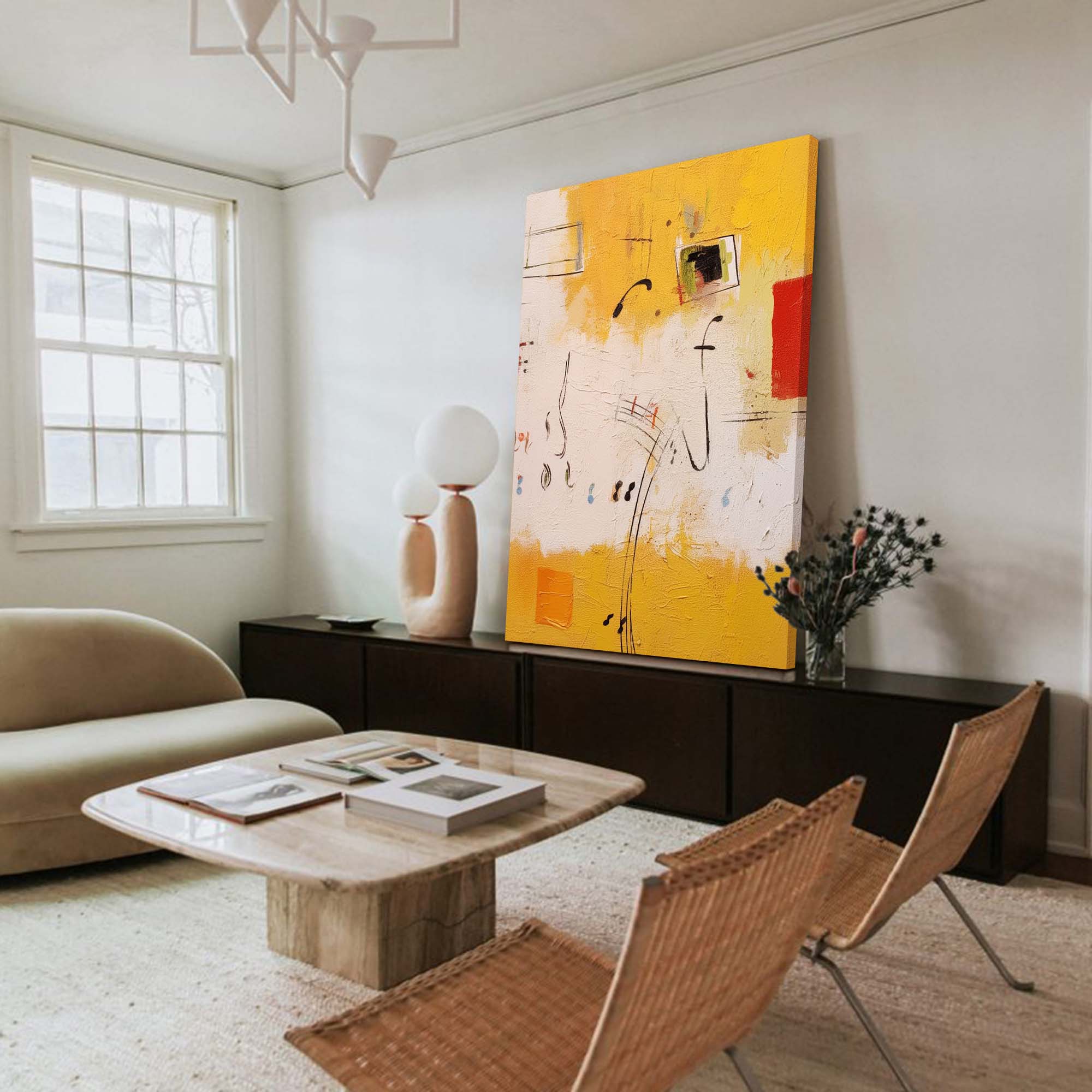 Wallart Abstract Musical Notes Canvas Art in Warm Tones