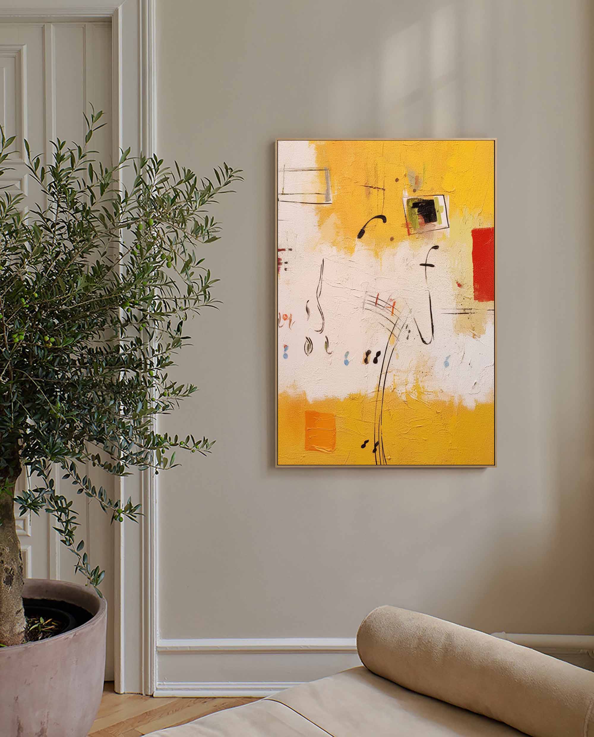 Wallart Abstract Musical Notes Canvas Art in Warm Tones