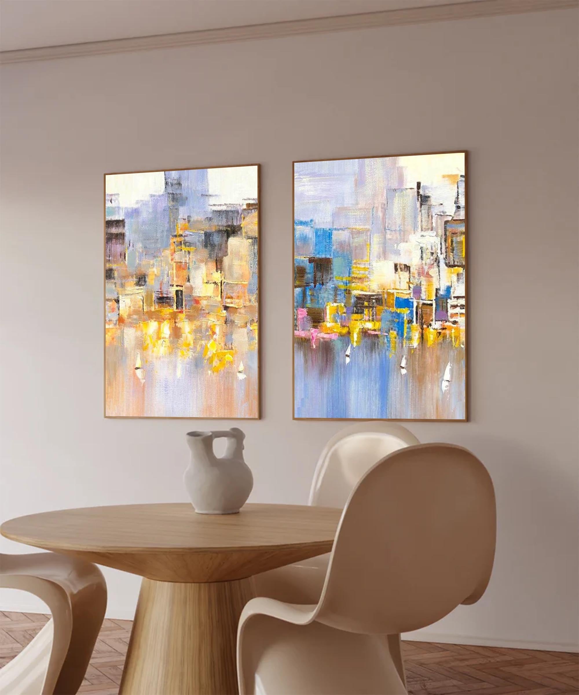 Wallart Cityscape Duo Abstract Oil Art
