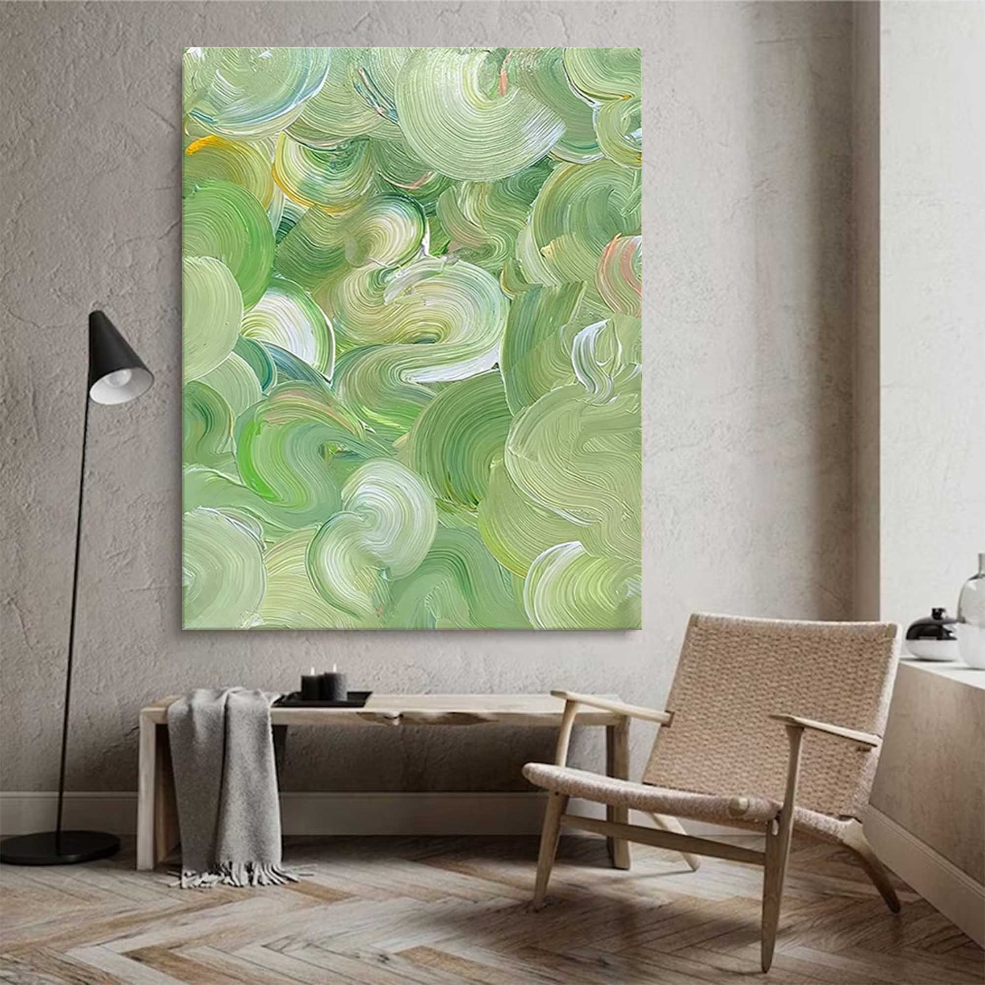 Wallart Swirling Green Abstract Canvas Art