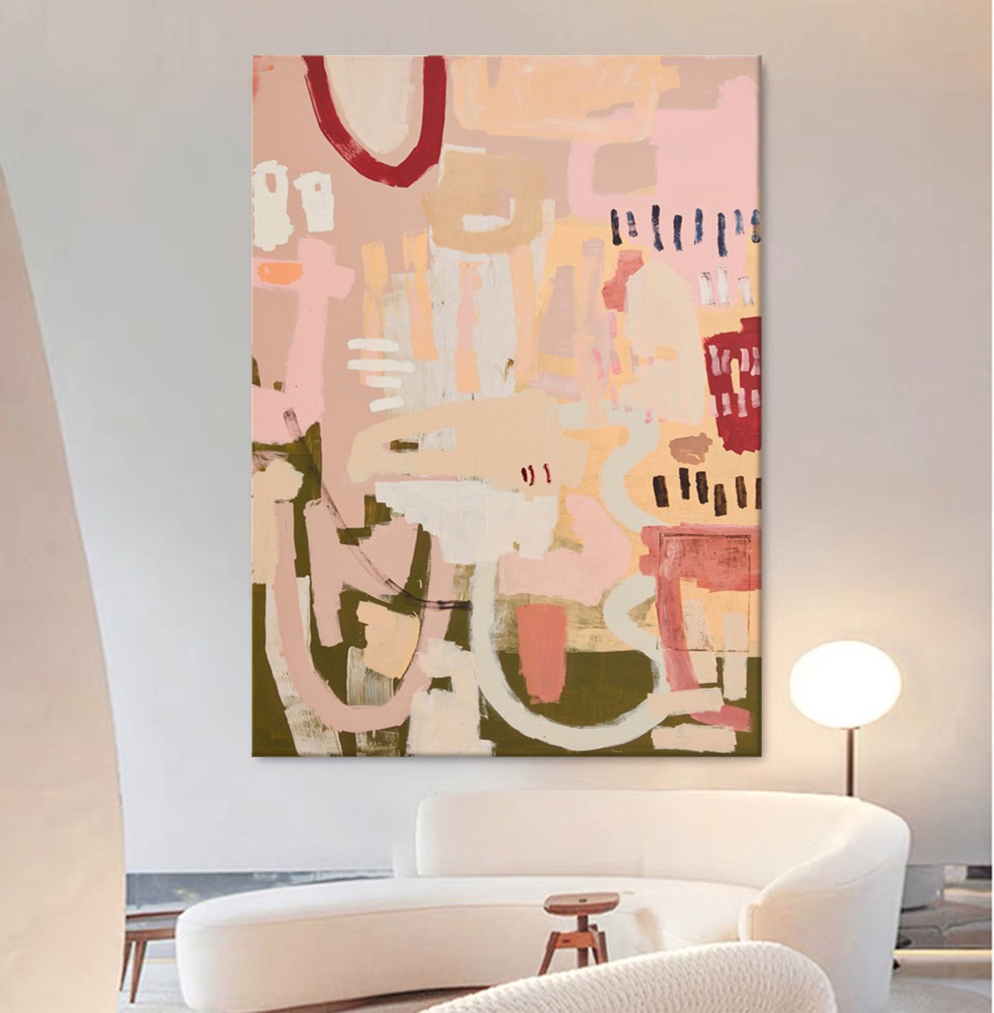 Wallart Muted Tones Abstract Geometric Canvas Art