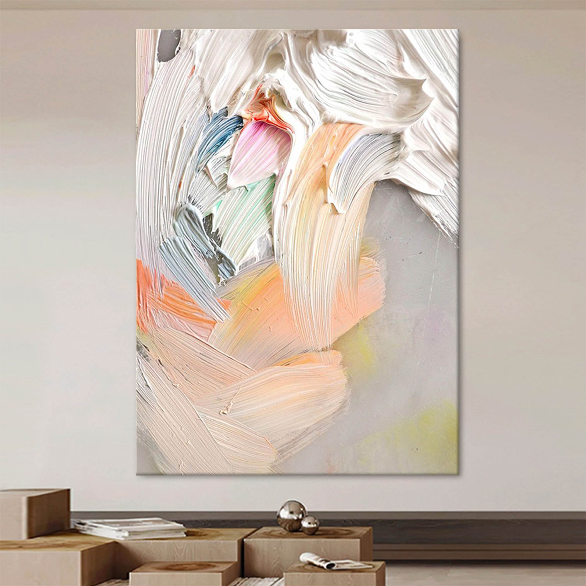 Wallart Textured Pastel Palette Knife Abstract Art
